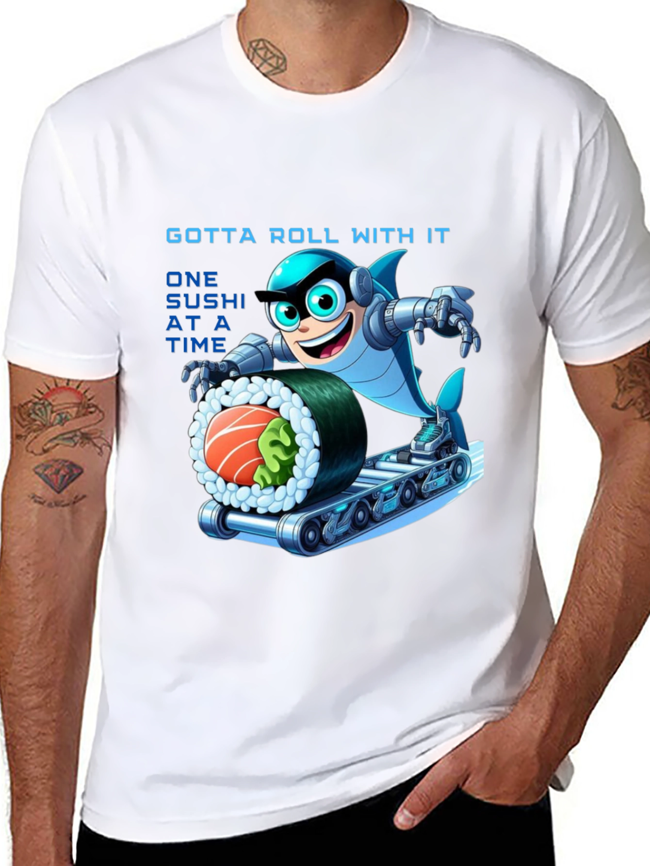 Sushi Roll Shark T-Shirt - Gotta Roll With It!