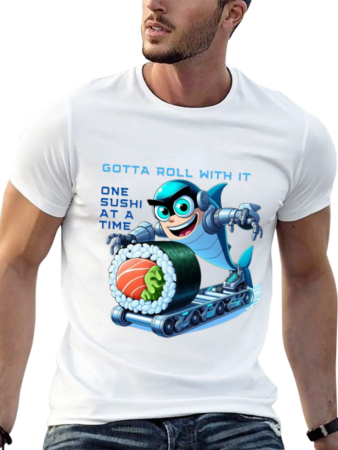 Sushi Roll Shark T-Shirt - Gotta Roll With It!