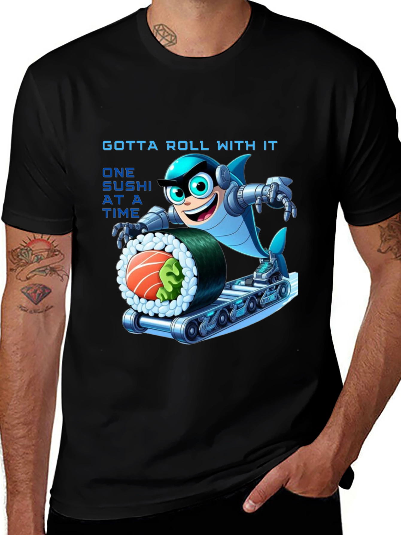 Sushi Roll Shark T-Shirt - Gotta Roll With It!