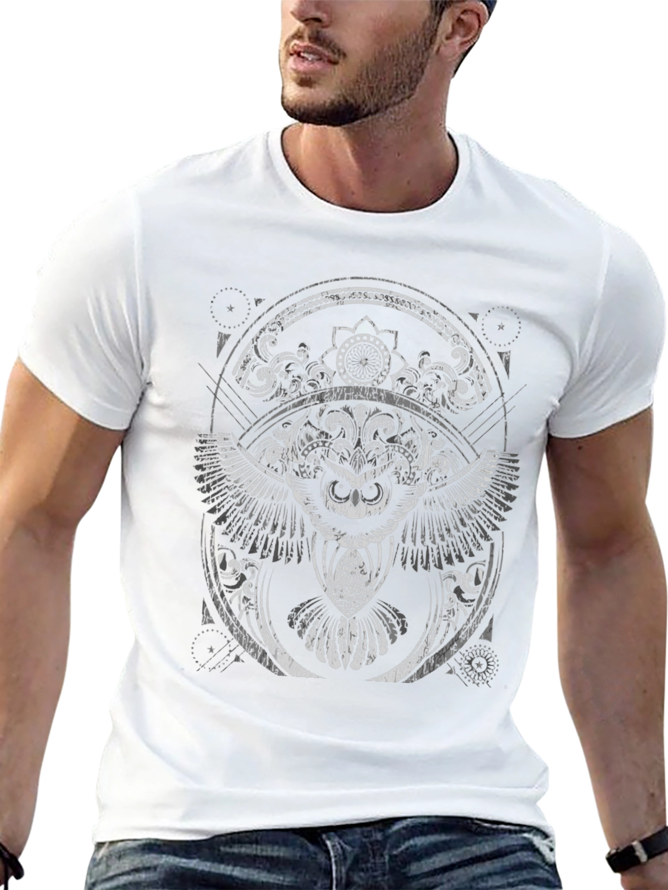Owl Mandala Graphic Print Tee