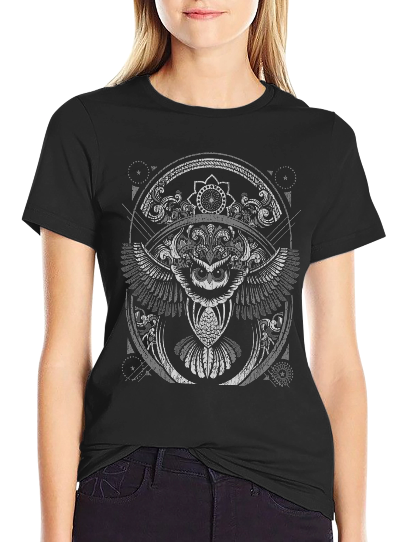 Owl Mandala Graphic Print Tee