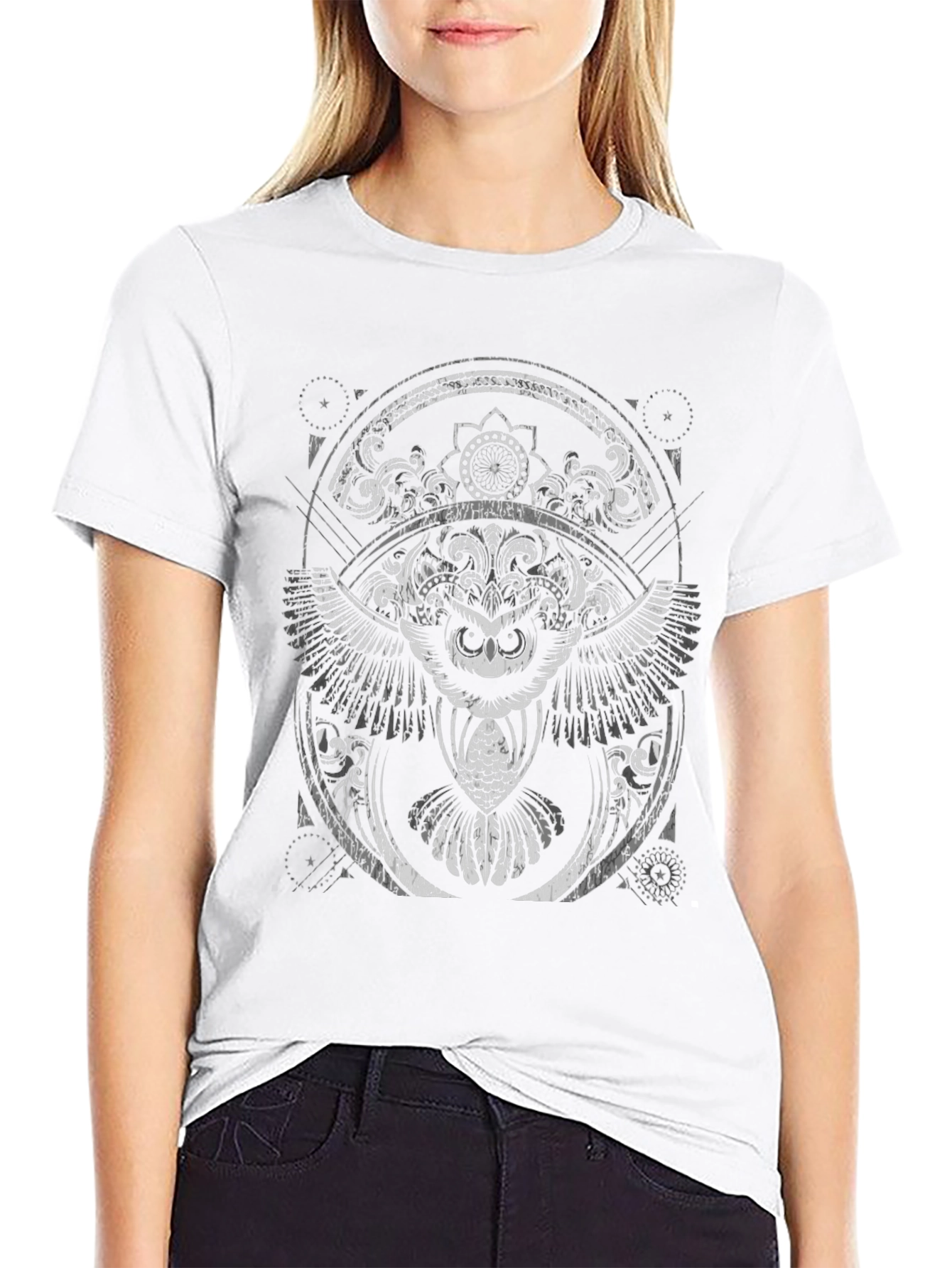 Owl Mandala Graphic Print Tee