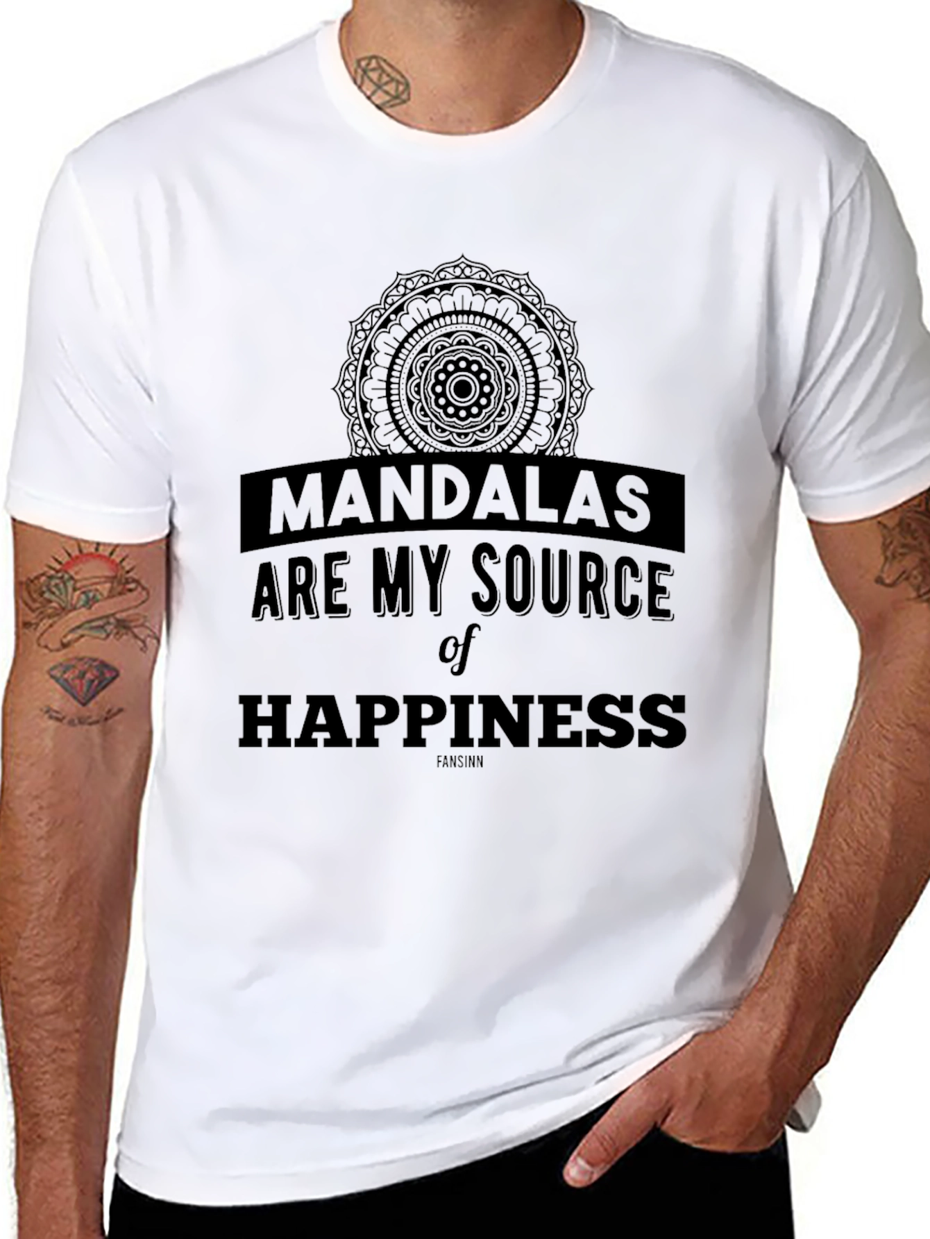 Mandala Happiness T-Shirt - Black Graphic Tee