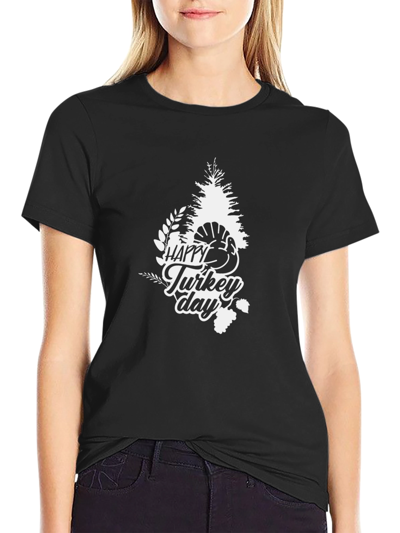 Happy Turkey Day Black Graphic Tee