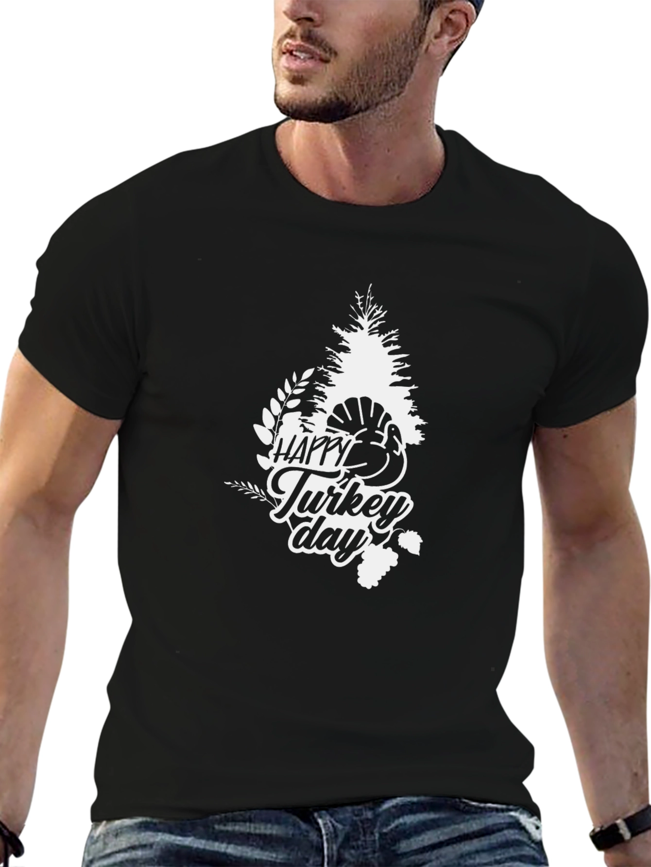Happy Turkey Day Black Graphic Tee
