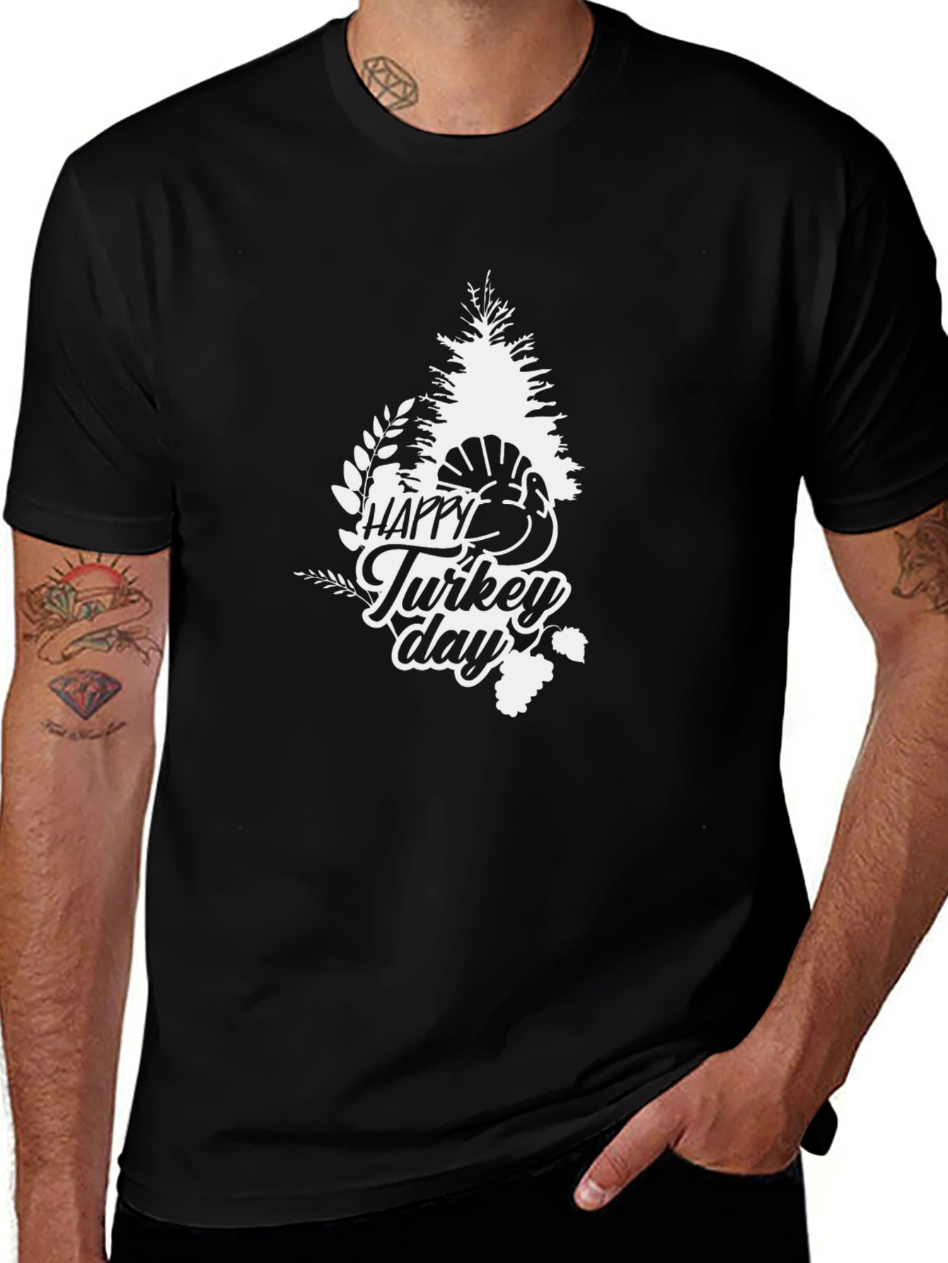 Happy Turkey Day Black Graphic Tee