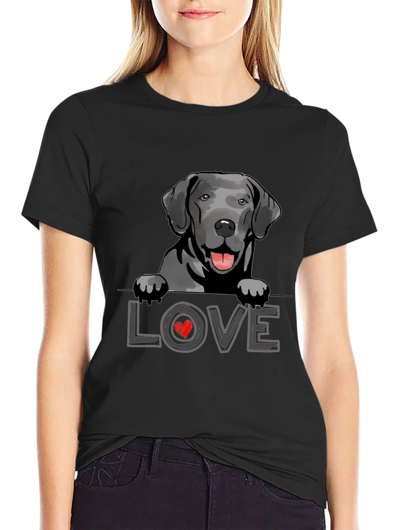 Labrador Love T-Shirt Black Dog Tee