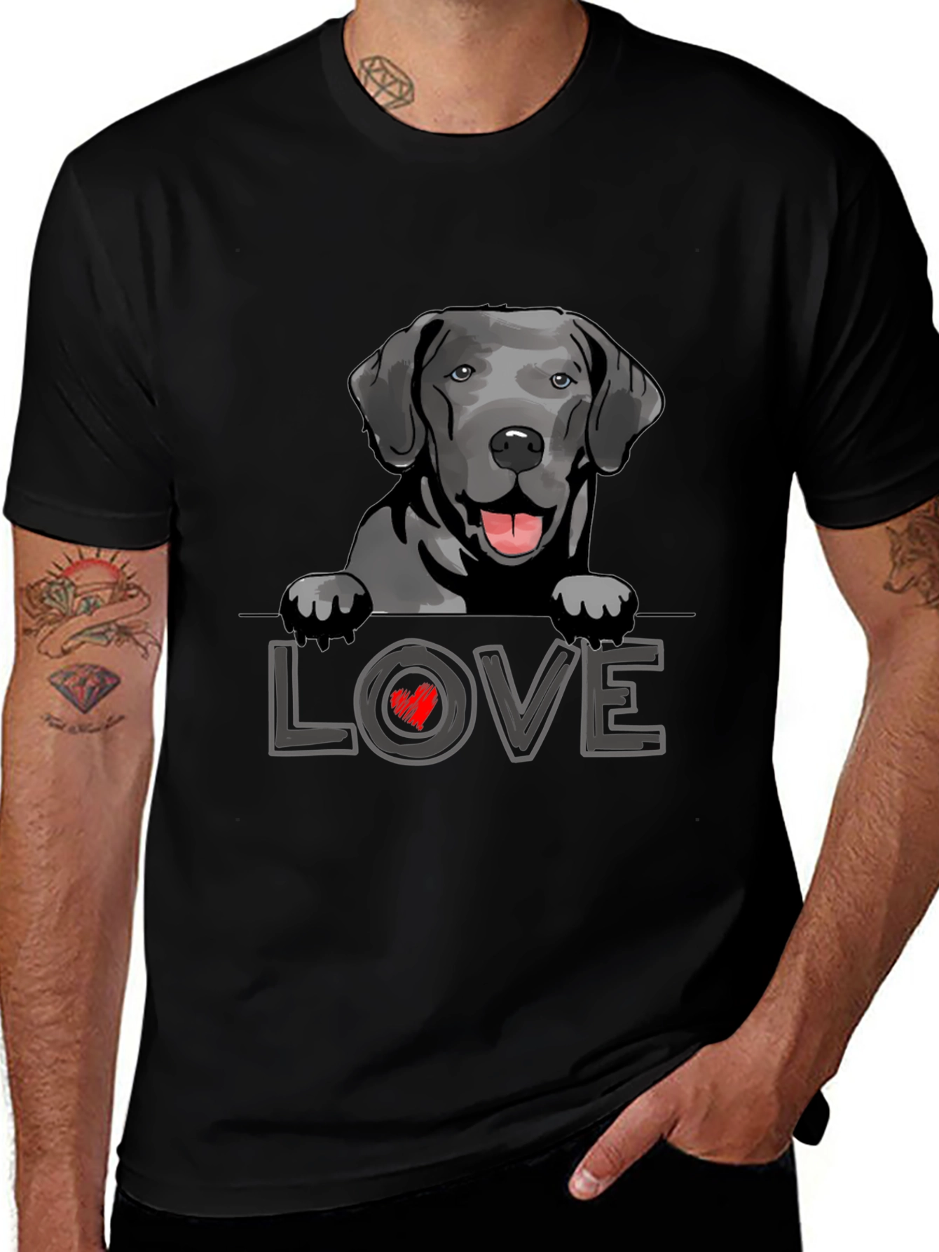 Labrador Love T-Shirt Black Dog Tee