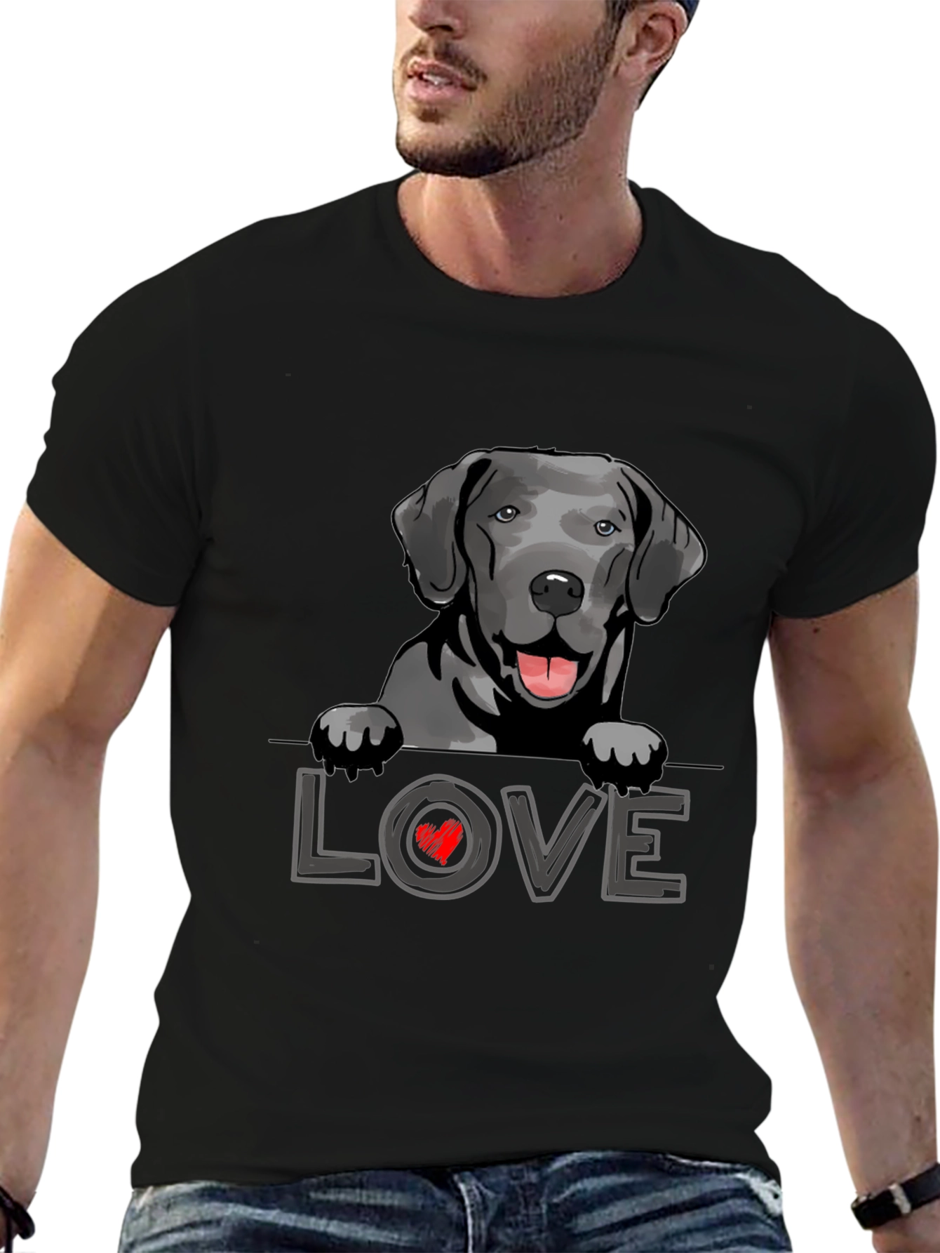Labrador Love T-Shirt Black Dog Tee