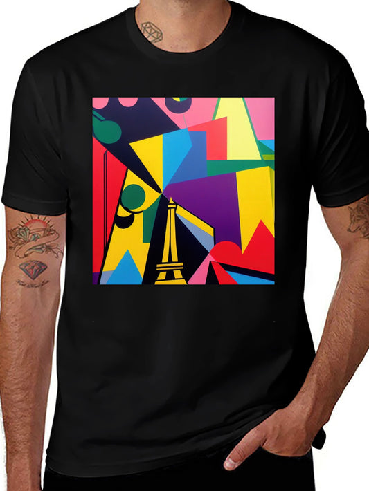 Abstract Eiffel Tower Graphic Tee - Modern Art Shirt