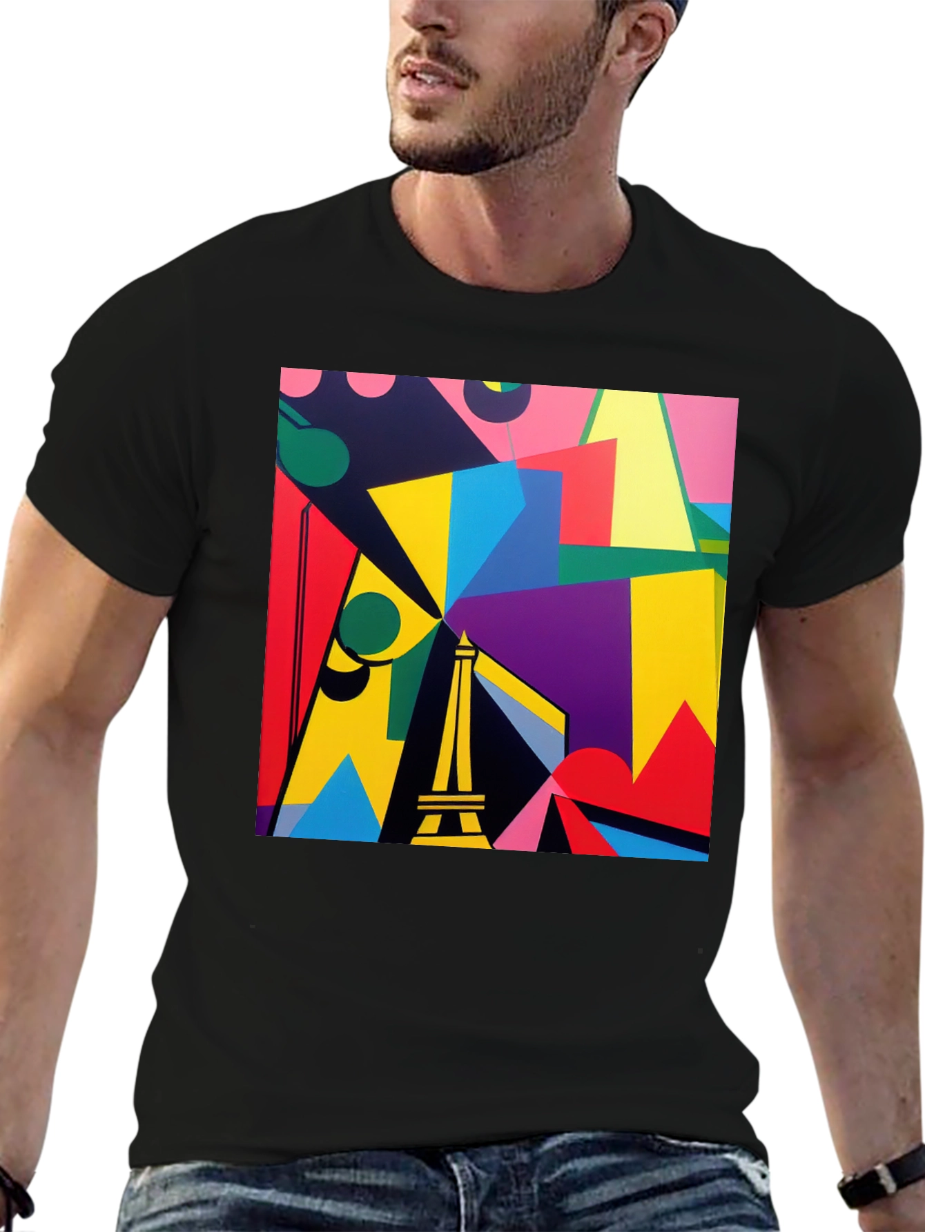 Abstract Eiffel Tower Graphic Tee - Modern Art Shirt