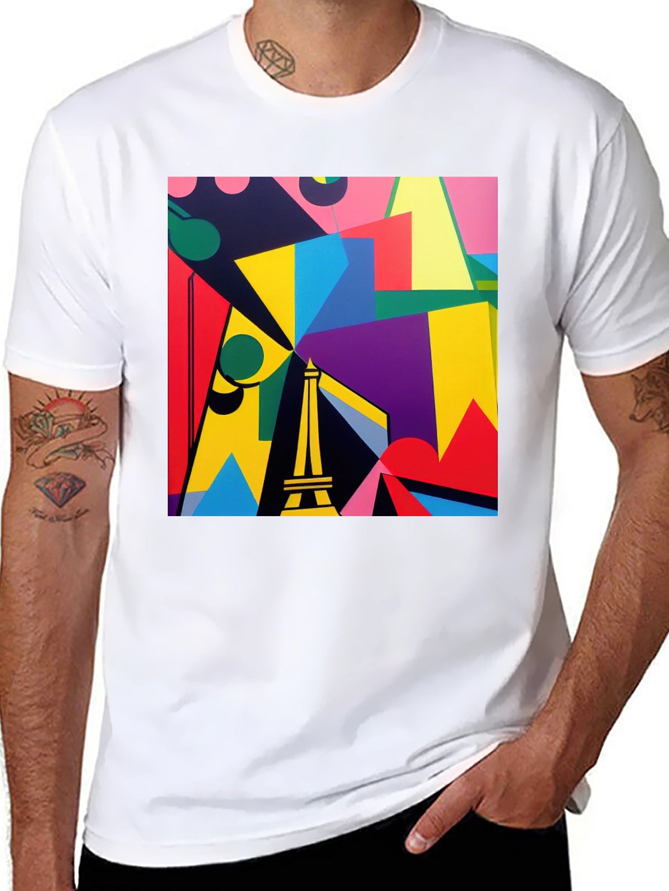 Abstract Eiffel Tower Graphic Tee - Modern Art Shirt