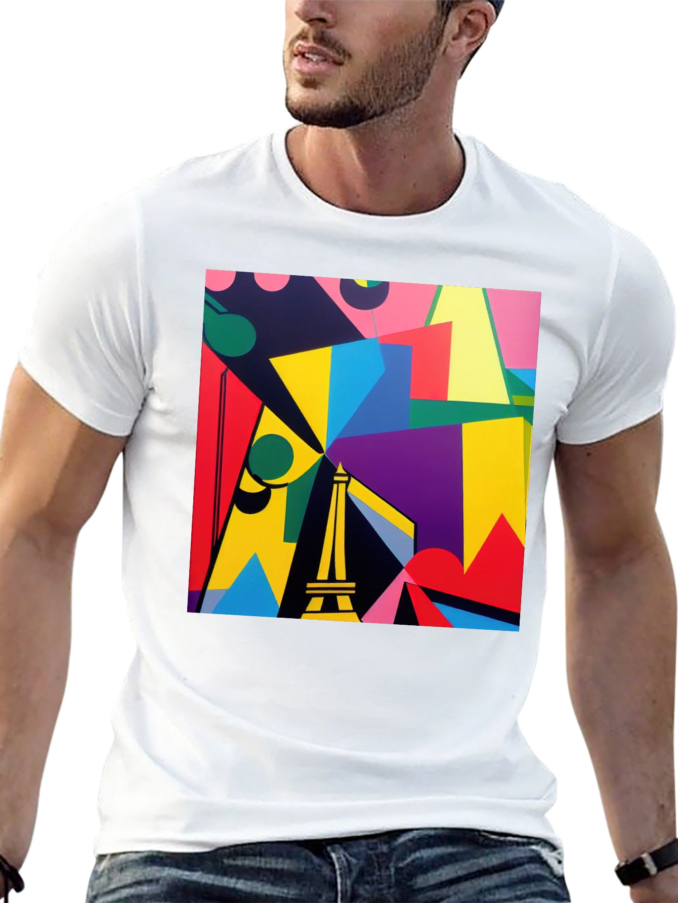 Abstract Eiffel Tower Graphic Tee - Modern Art Shirt