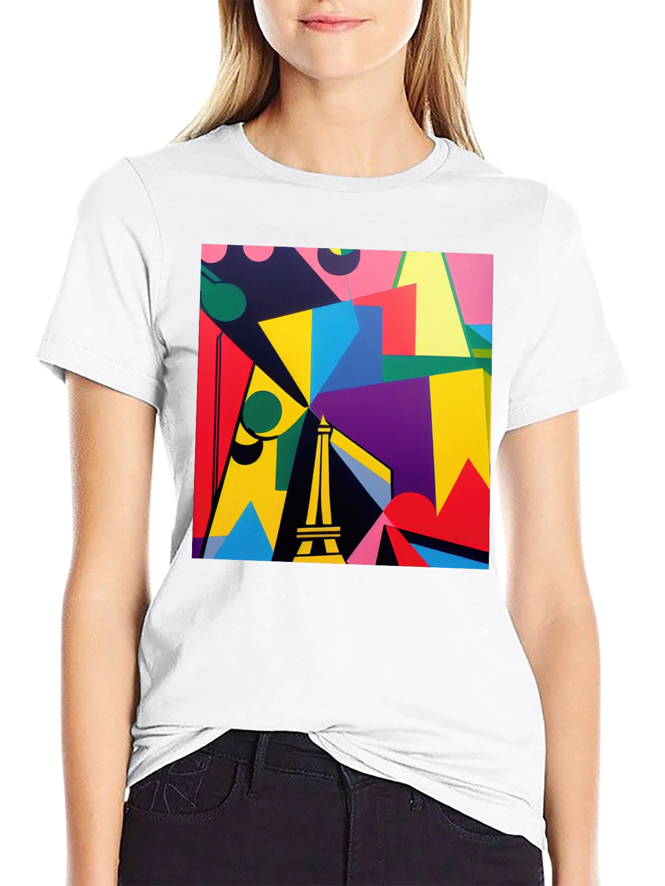 Abstract Eiffel Tower Graphic Tee - Modern Art Shirt