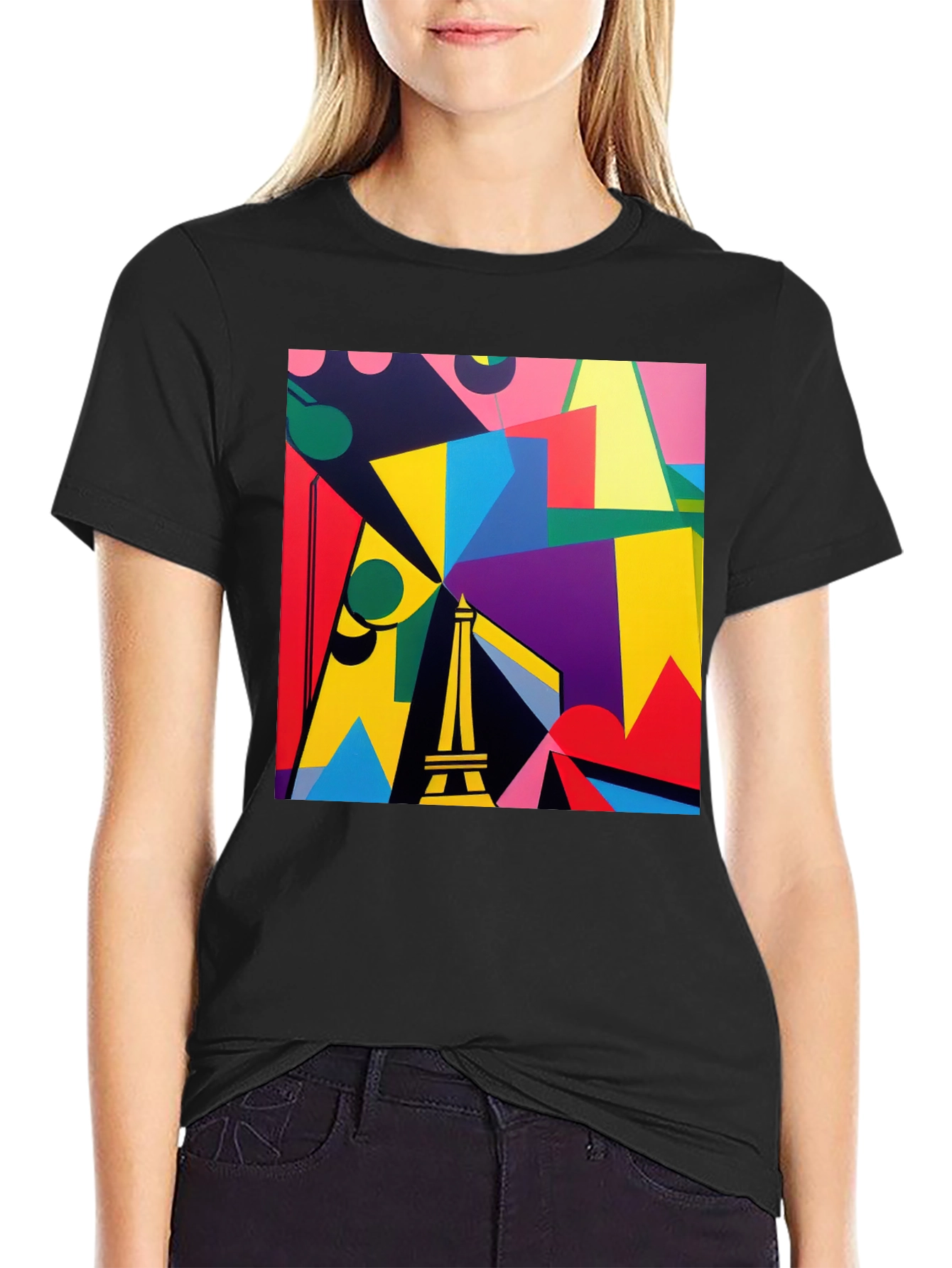 Abstract Eiffel Tower Graphic Tee - Modern Art Shirt