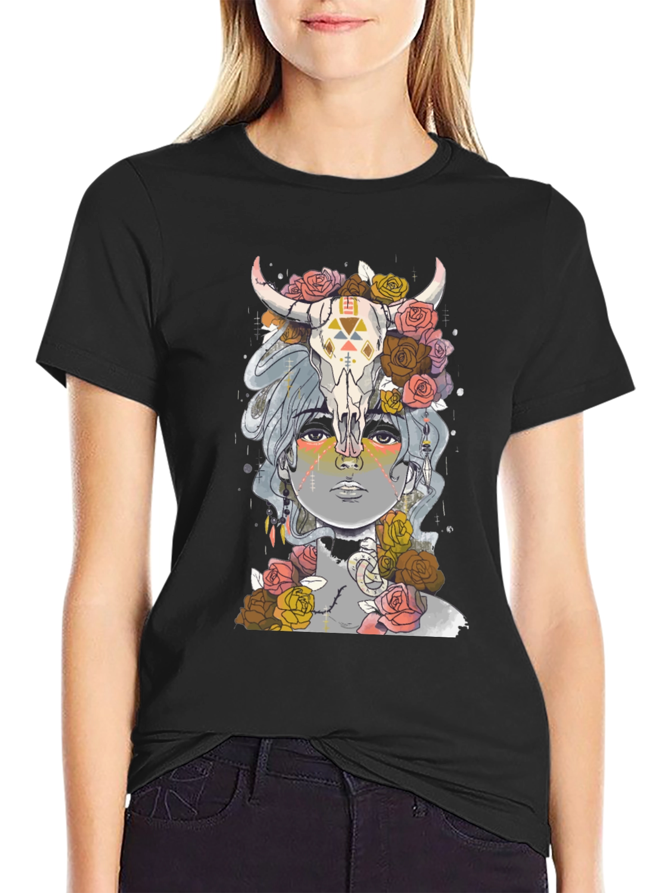Floral Skull Graphic Tee - Unisex