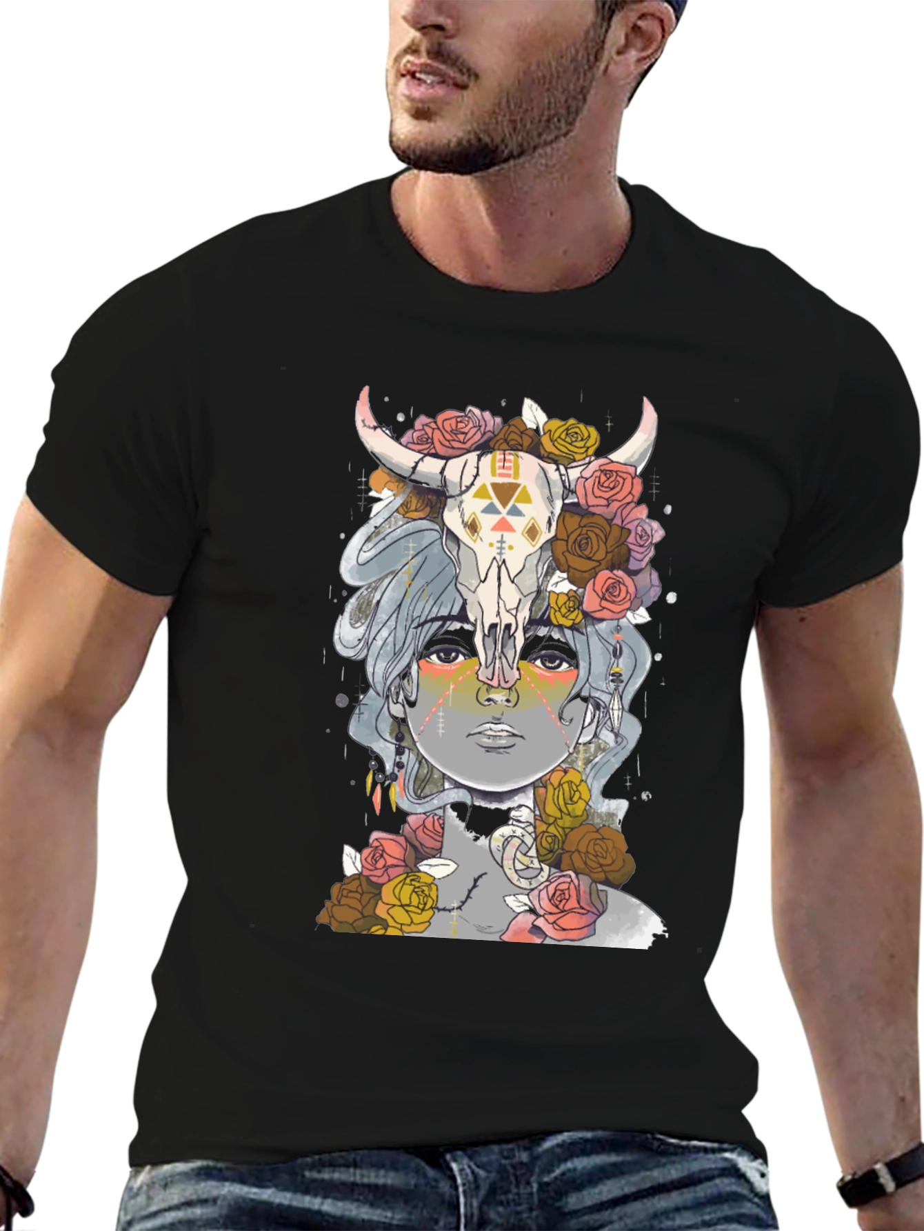 Floral Skull Graphic Tee - Unisex