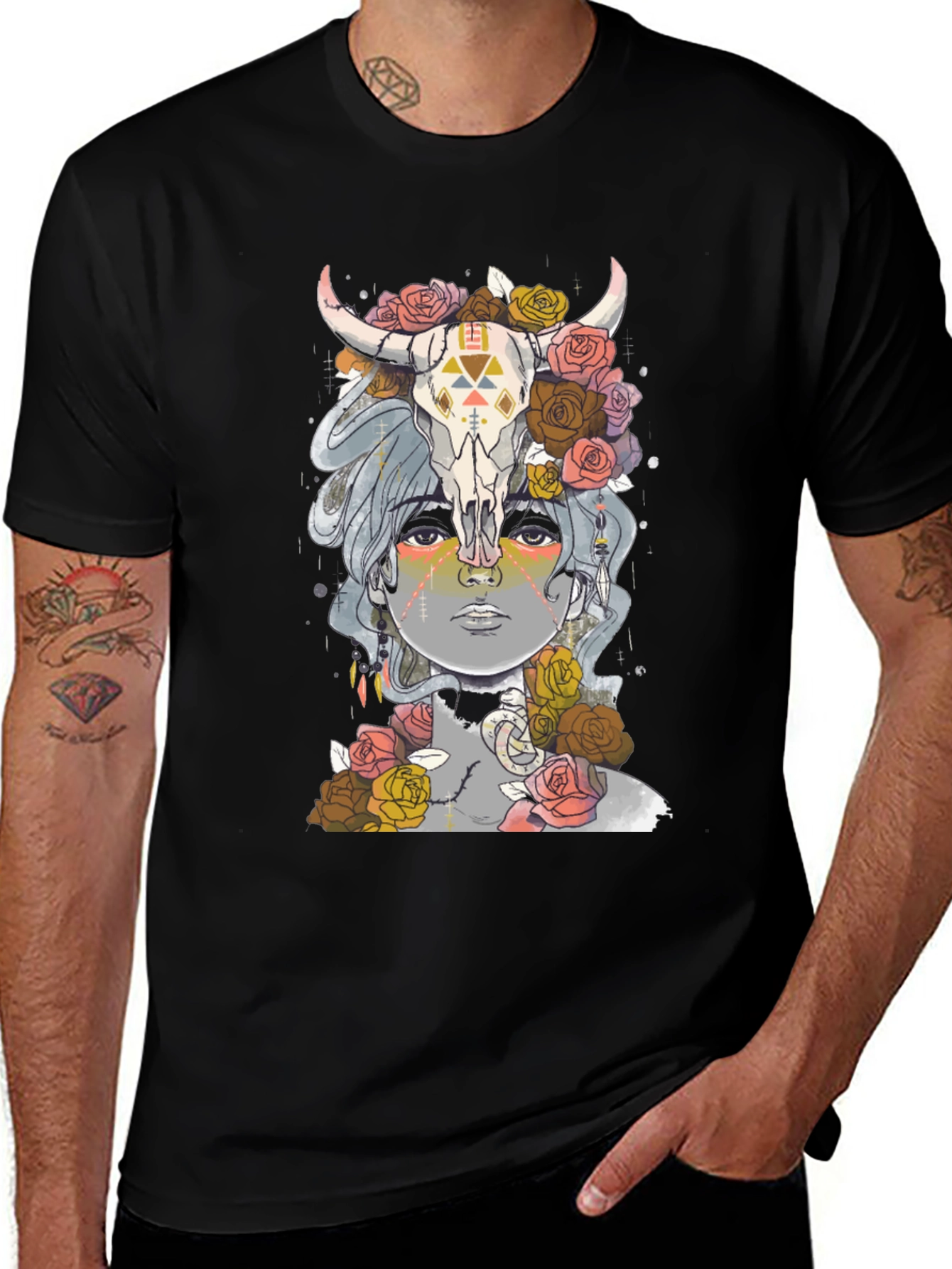 Floral Skull Graphic Tee - Unisex