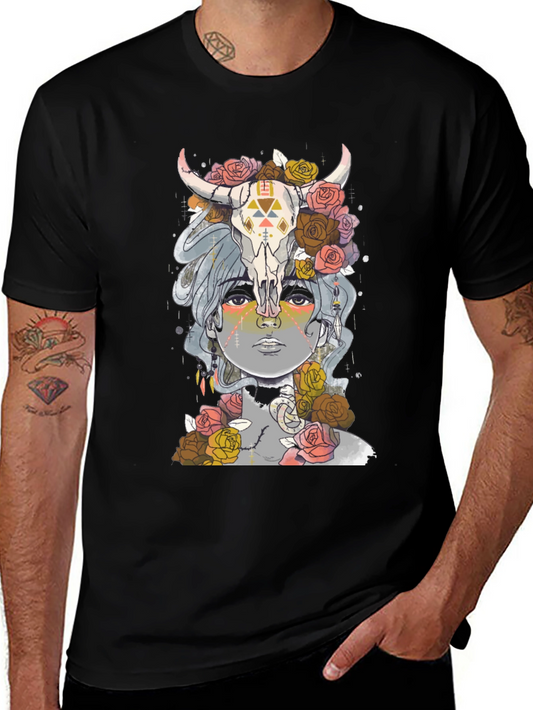 Floral Skull Graphic Tee - Unisex