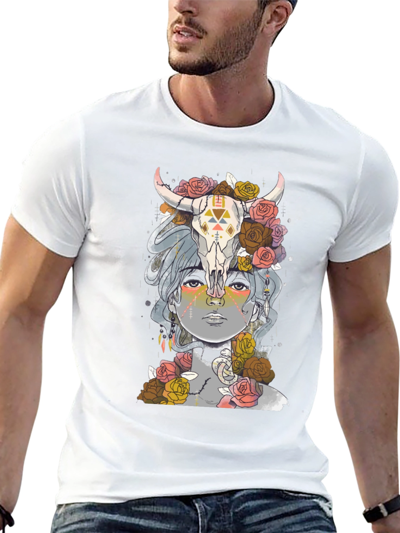 Floral Skull Graphic Tee - Unisex
