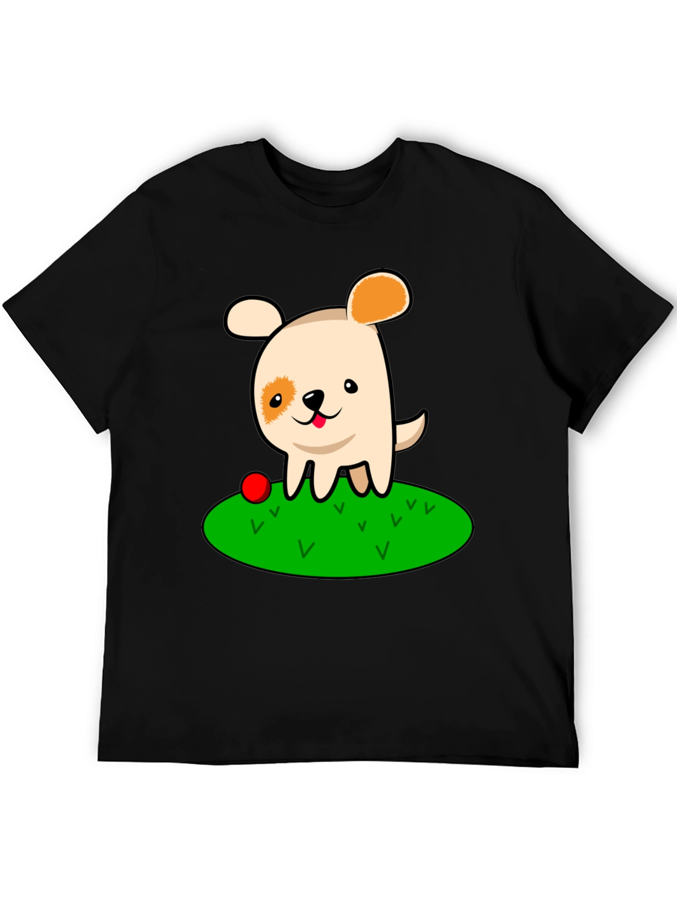 Cute Dog Cartoon Black T-Shirt