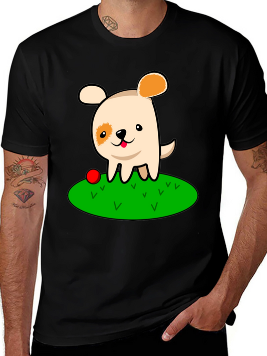 Cute Dog Cartoon Black T-Shirt