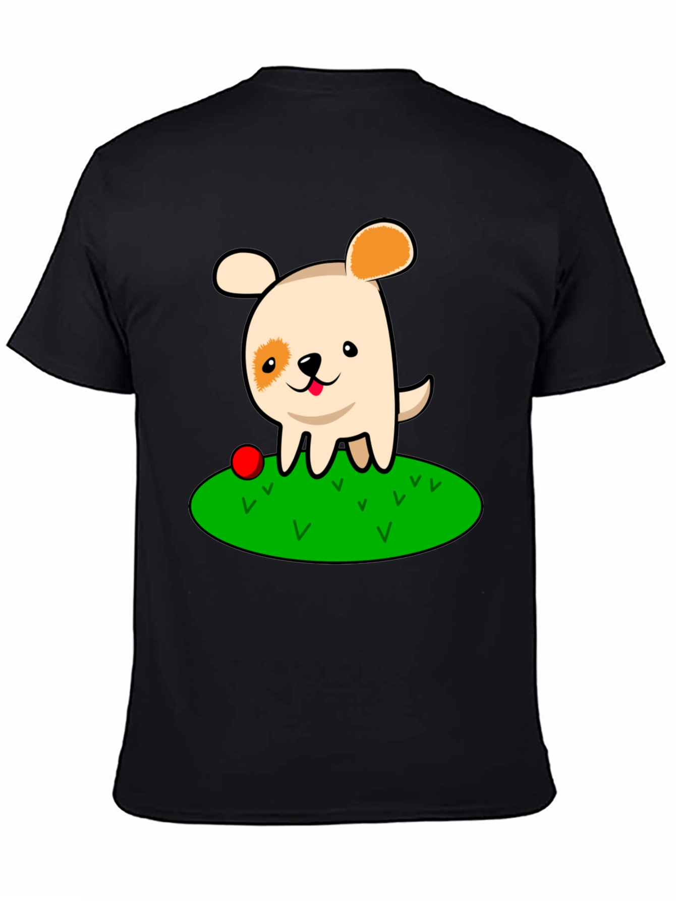 Cute Dog Cartoon Black T-Shirt
