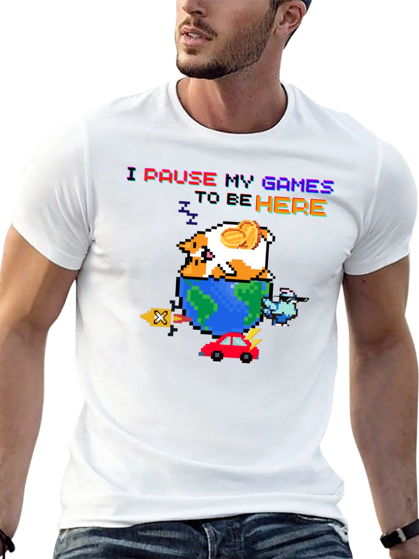 Pixel Art Gamer T-Shirt - I Pause My Games