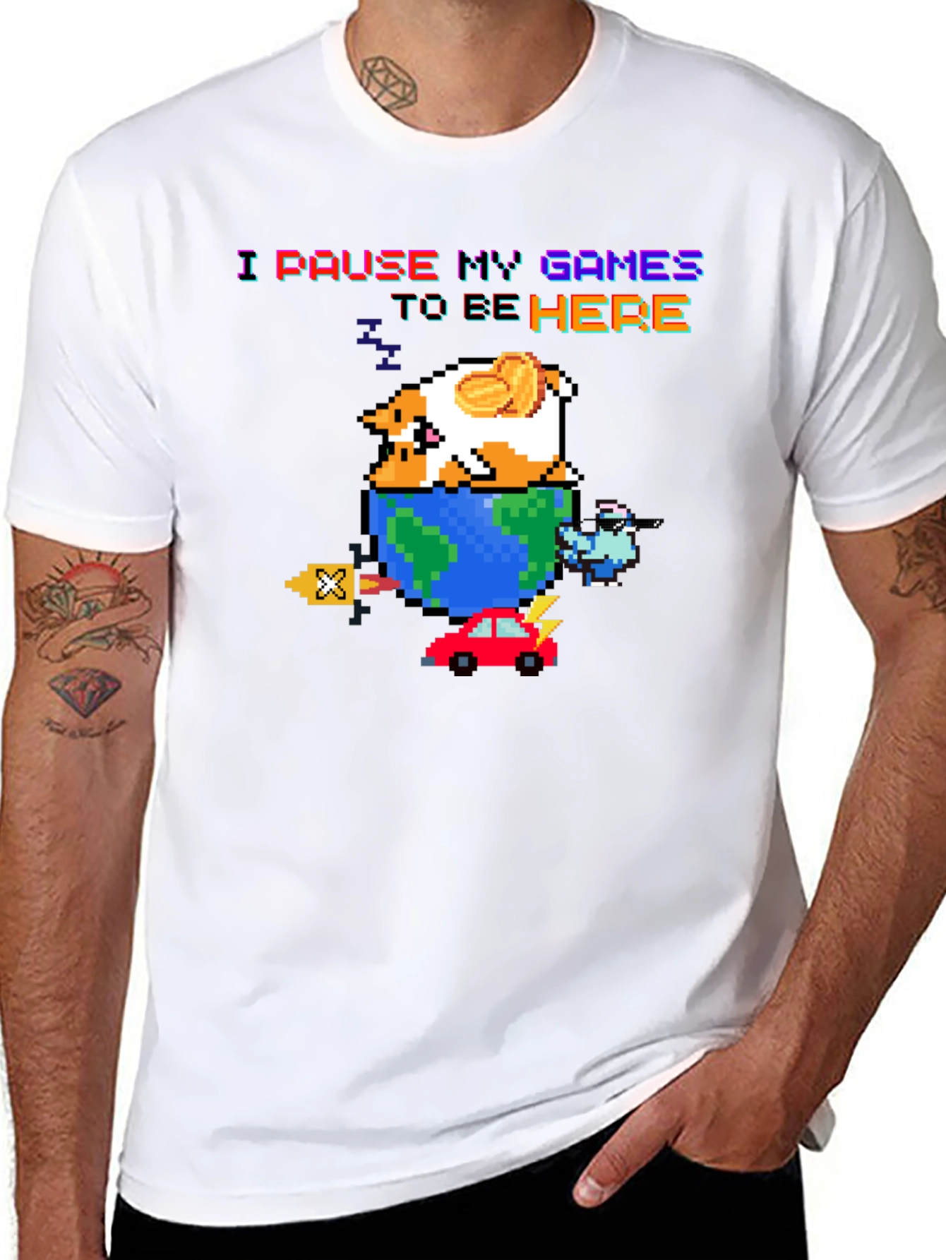 Pixel Art Gamer T-Shirt - I Pause My Games