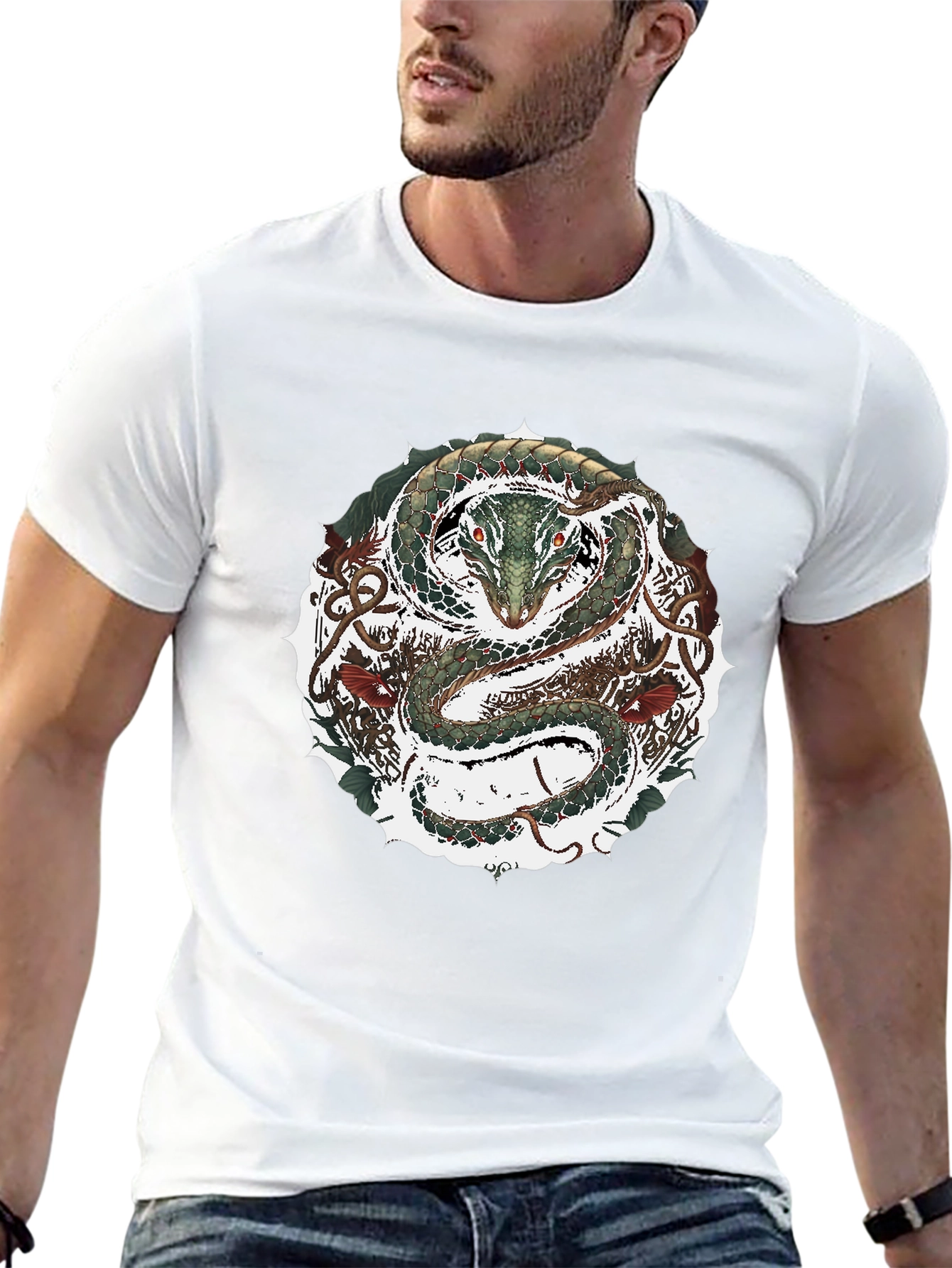 Serpent Circle Graphic Tee - Black