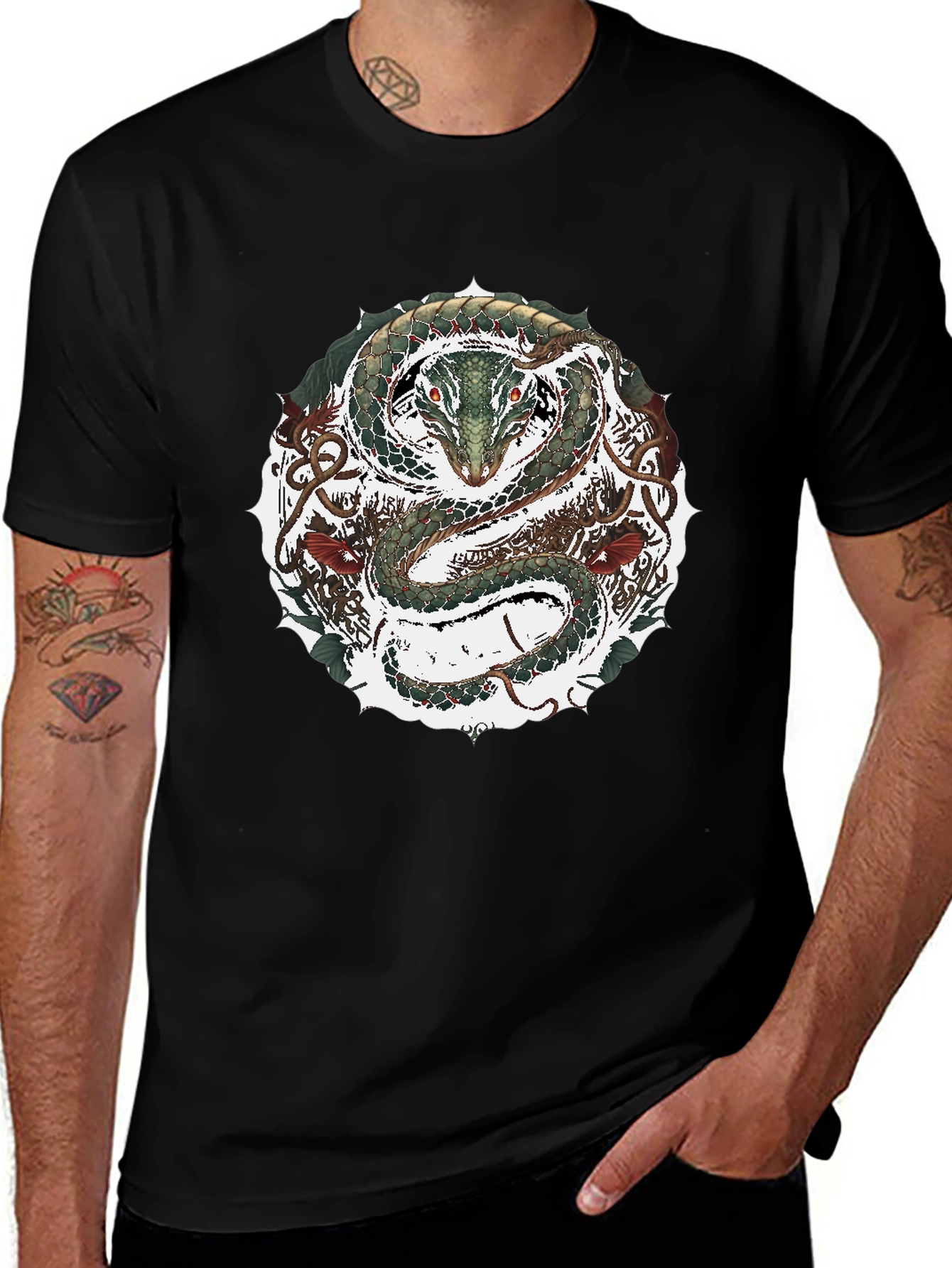 Serpent Circle Graphic Tee - Black