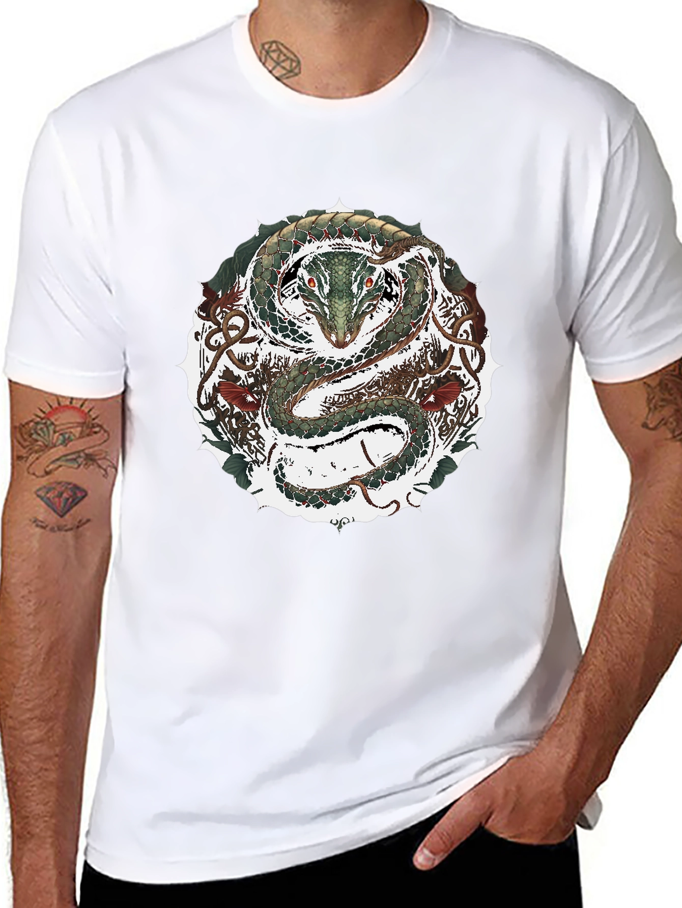 Serpent Circle Graphic Tee - Black