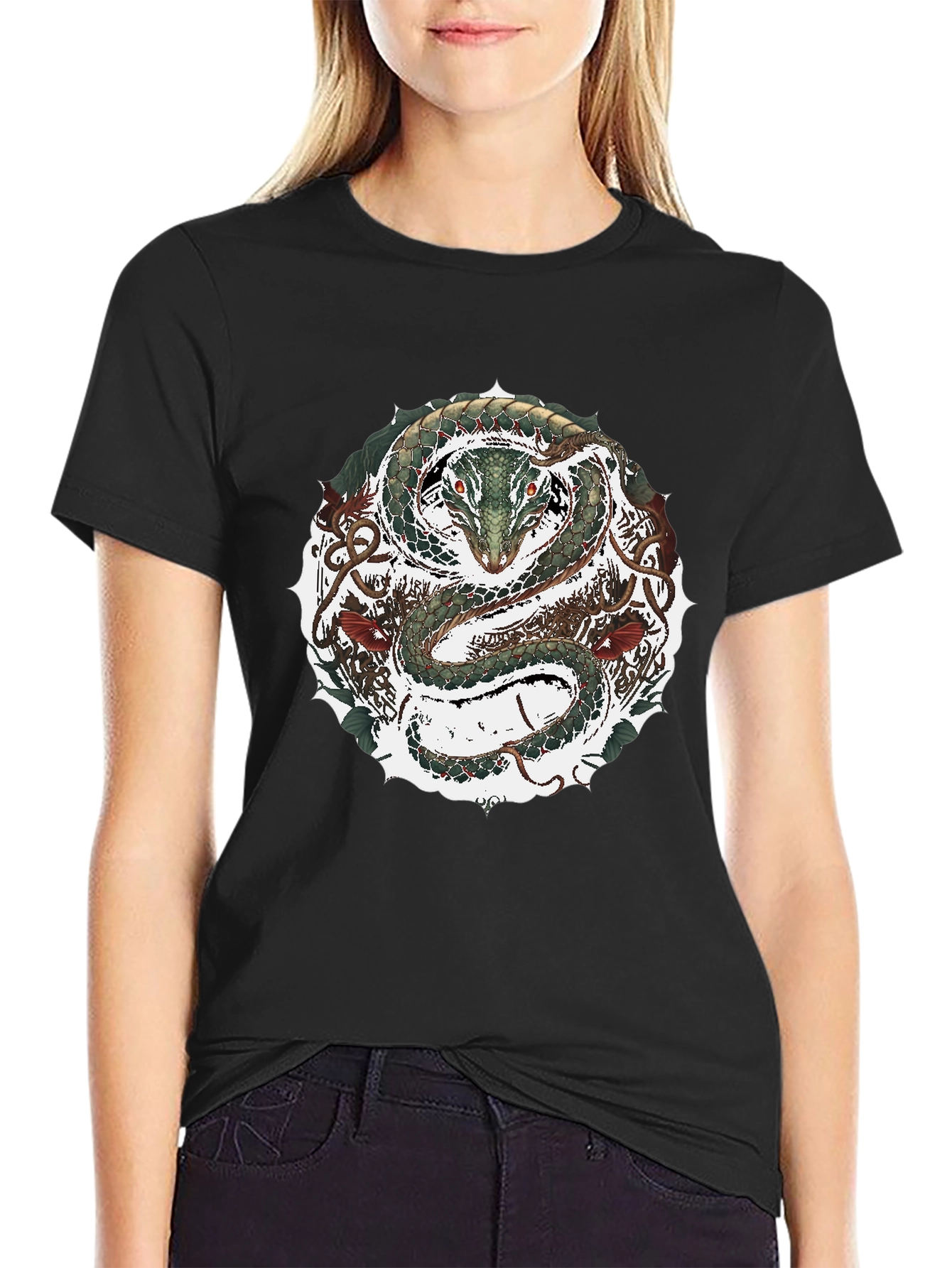 Serpent Circle Graphic Tee - Black