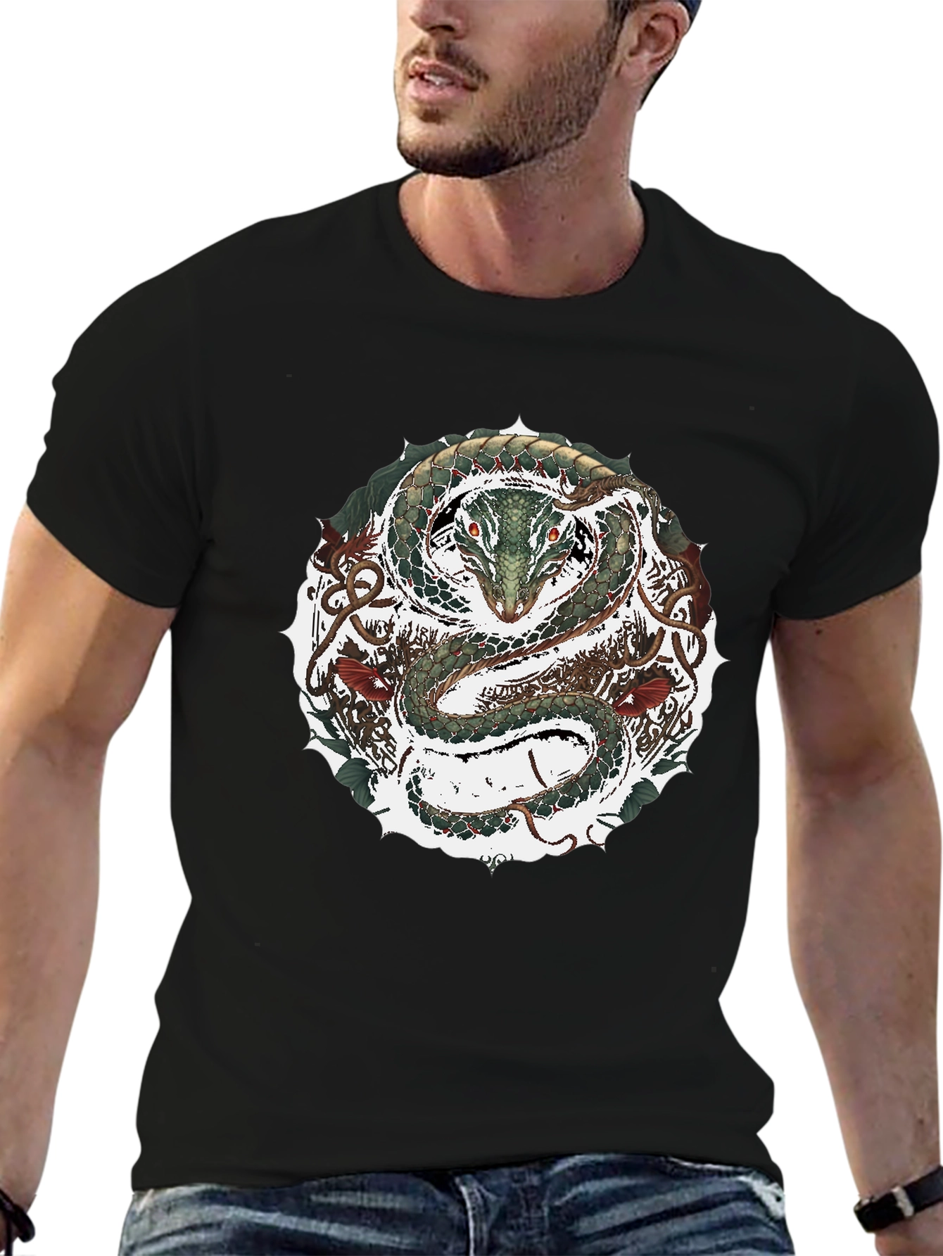 Serpent Circle Graphic Tee - Black