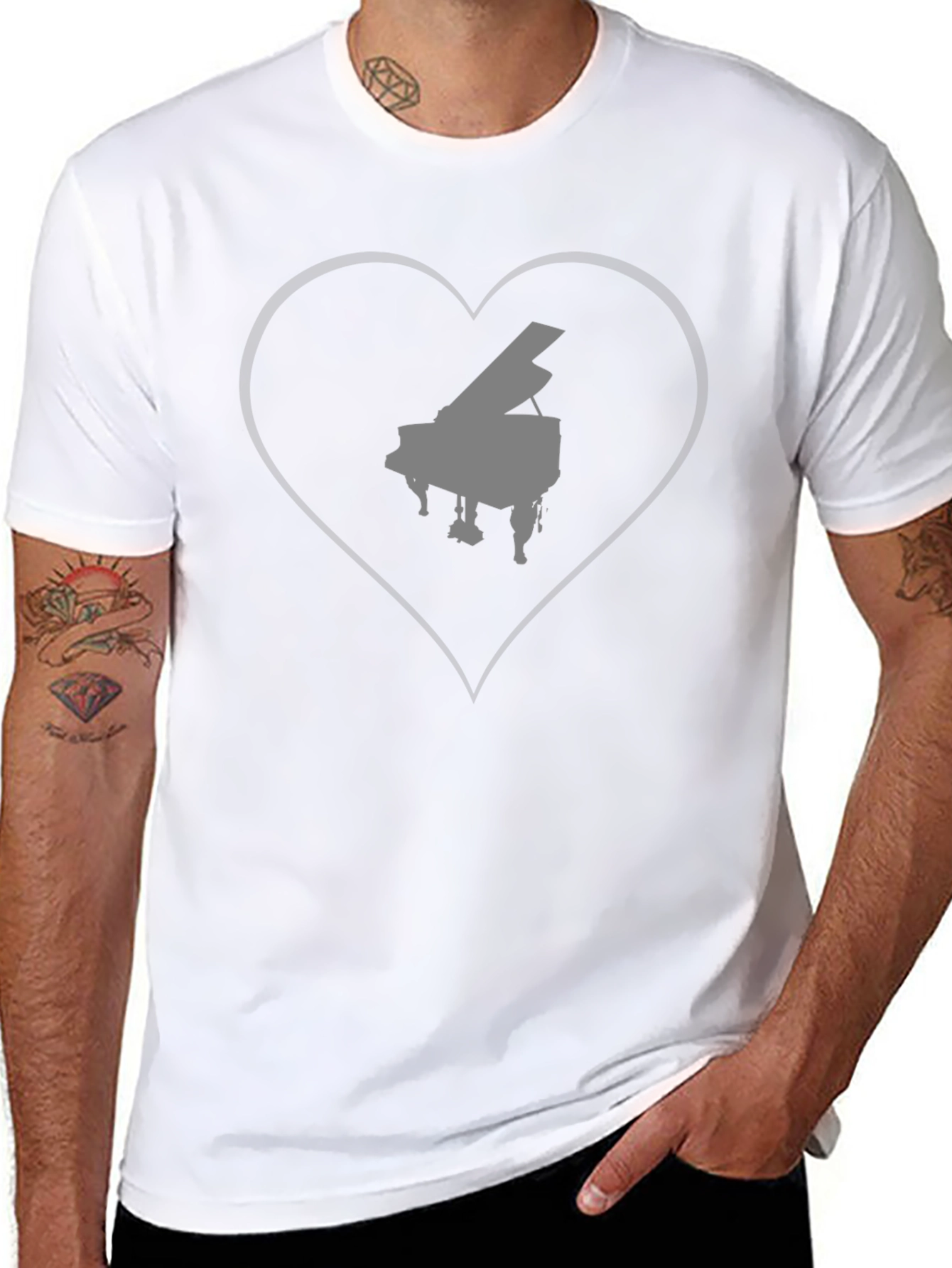 Piano Heart T-Shirt - Music Lover Tee