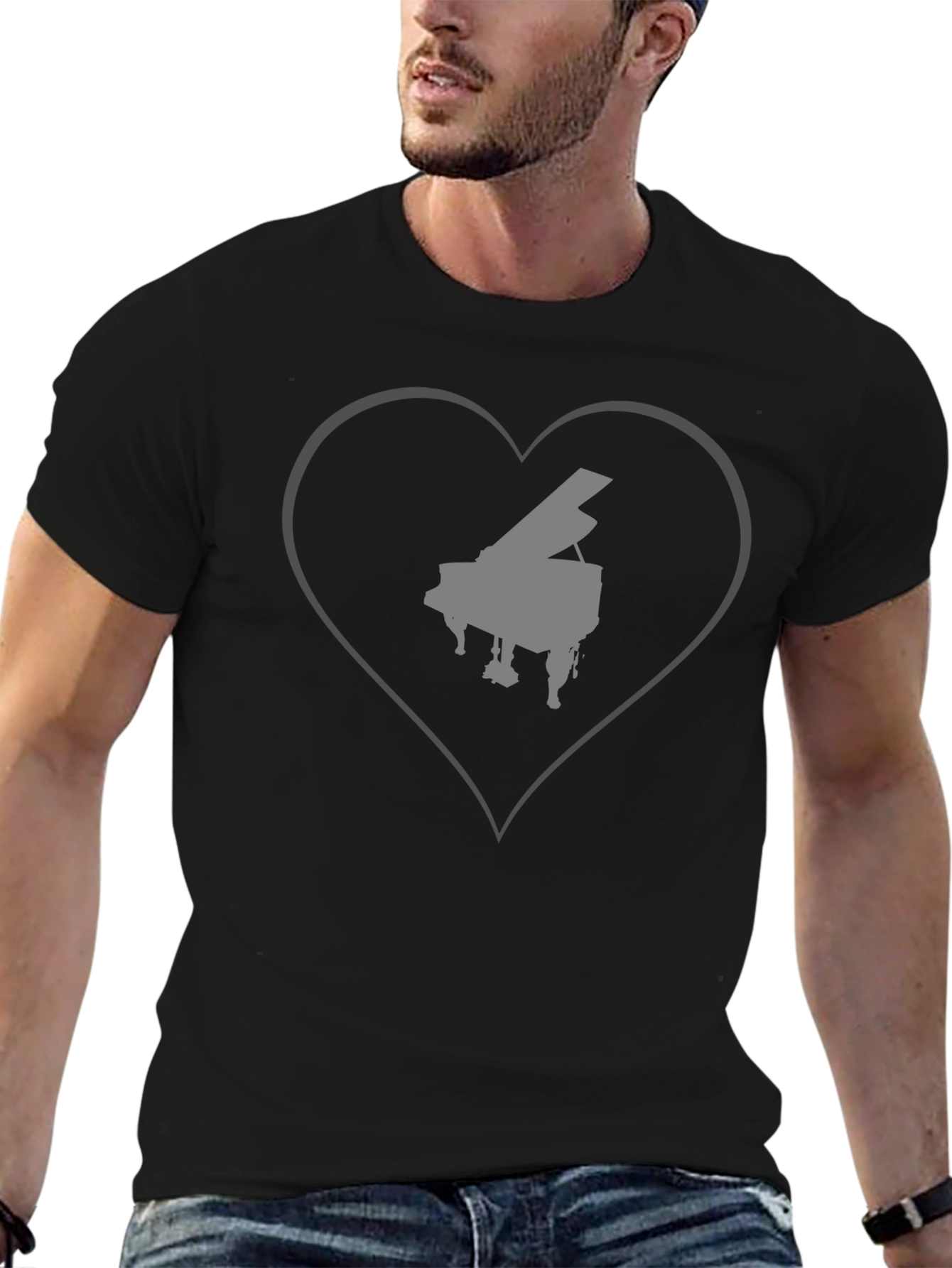Piano Heart T-Shirt - Music Lover Tee