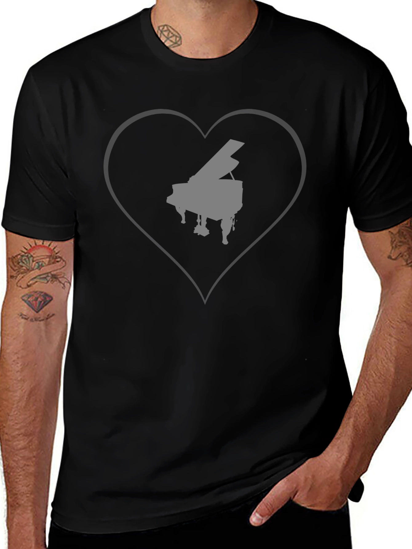 Piano Heart T-Shirt - Music Lover Tee