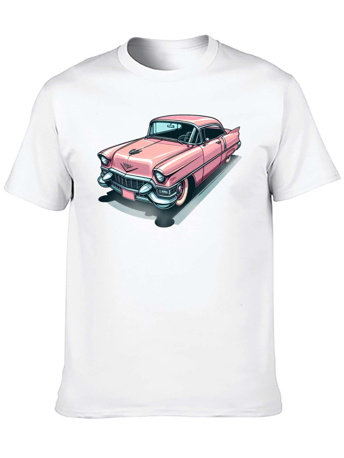 Classic Pink Cadillac Graphic Tee - Retro Cool