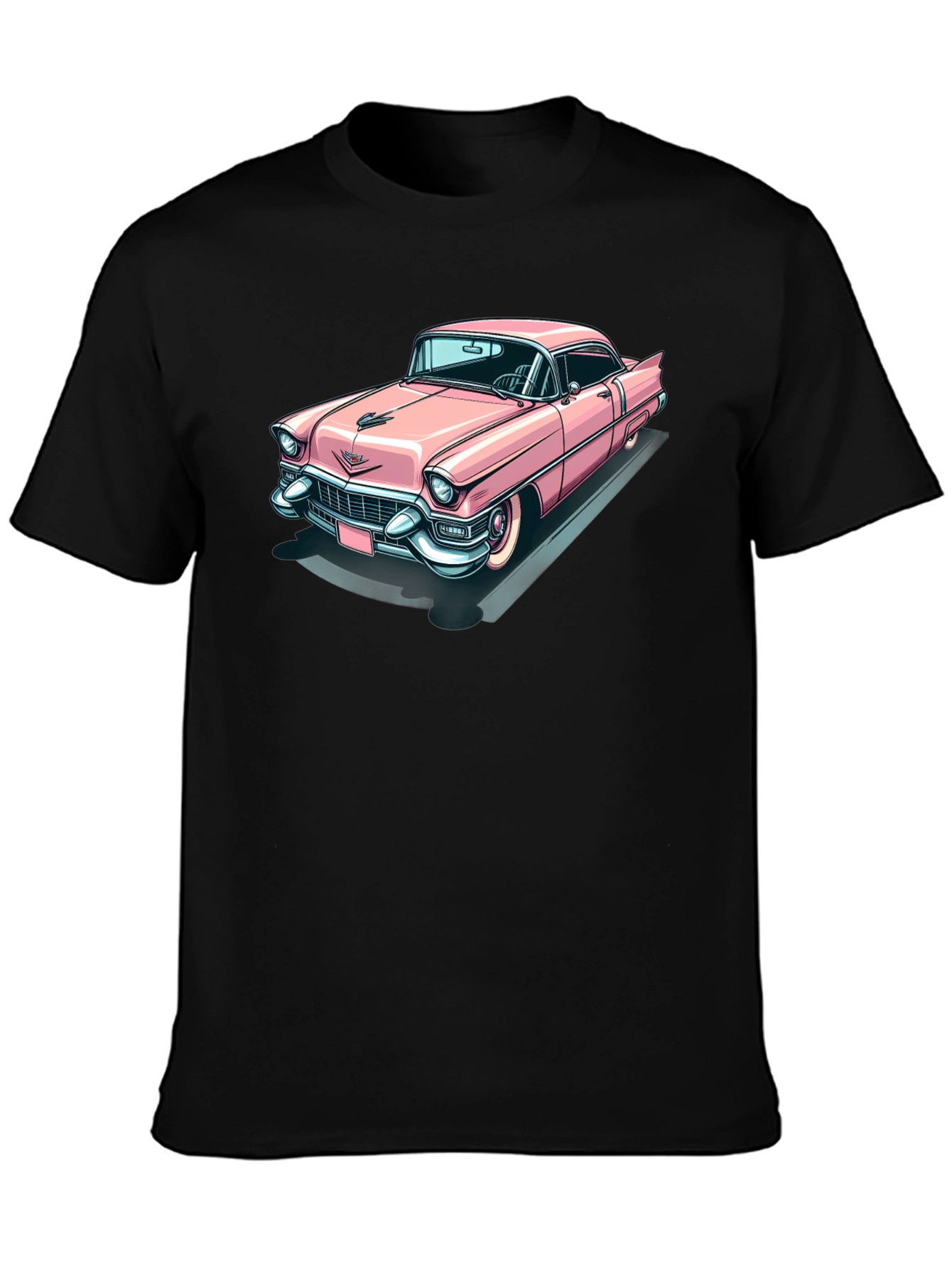 Classic Pink Cadillac Graphic Tee - Retro Cool
