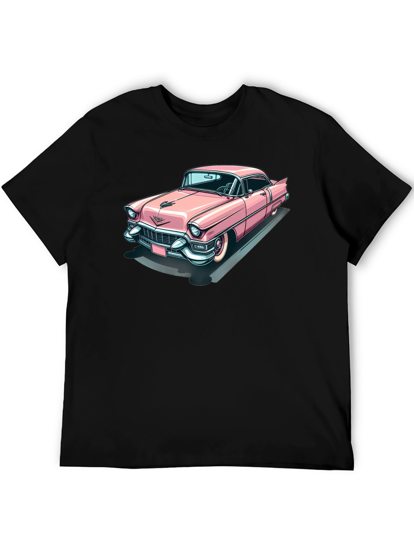 Classic Pink Cadillac Graphic Tee - Retro Cool