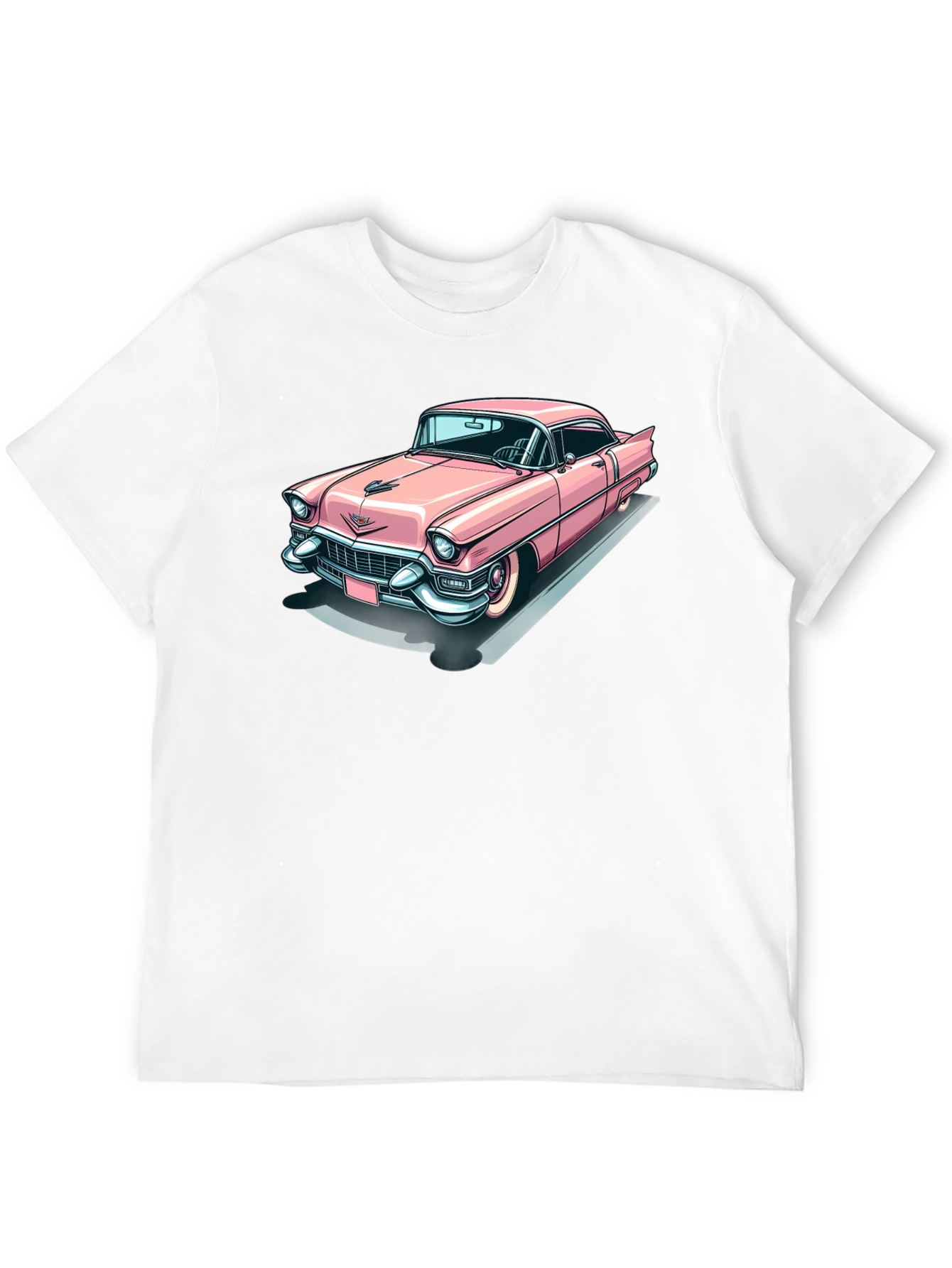 Classic Pink Cadillac Graphic Tee - Retro Cool