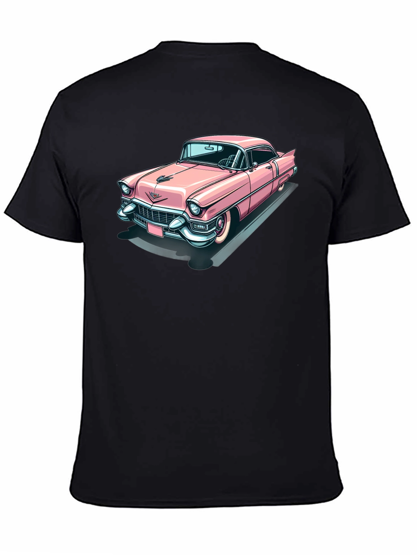 Classic Pink Cadillac Graphic Tee - Retro Cool