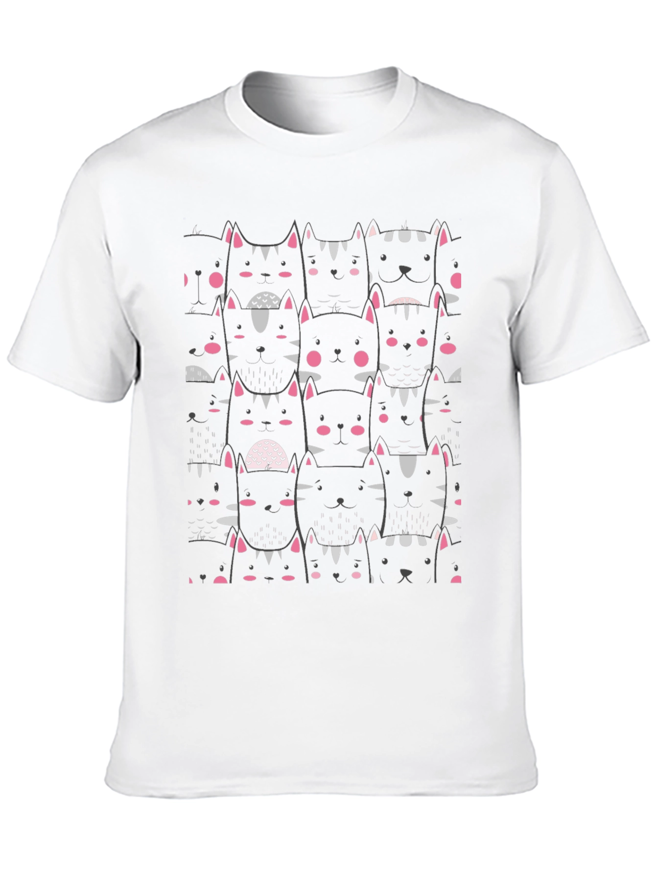 Mens Black Cat Pattern Graphic Tee