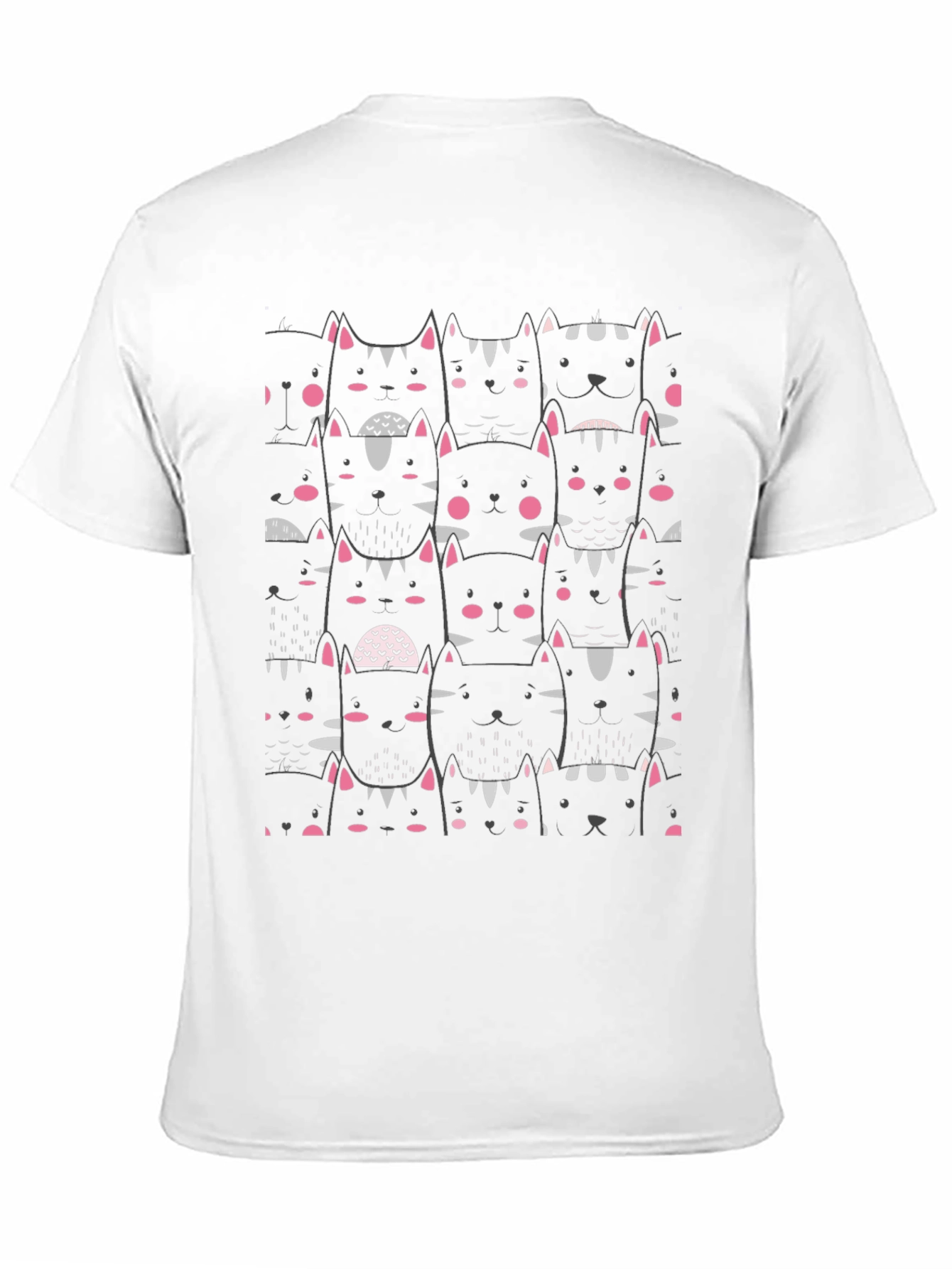 Mens Black Cat Pattern Graphic Tee
