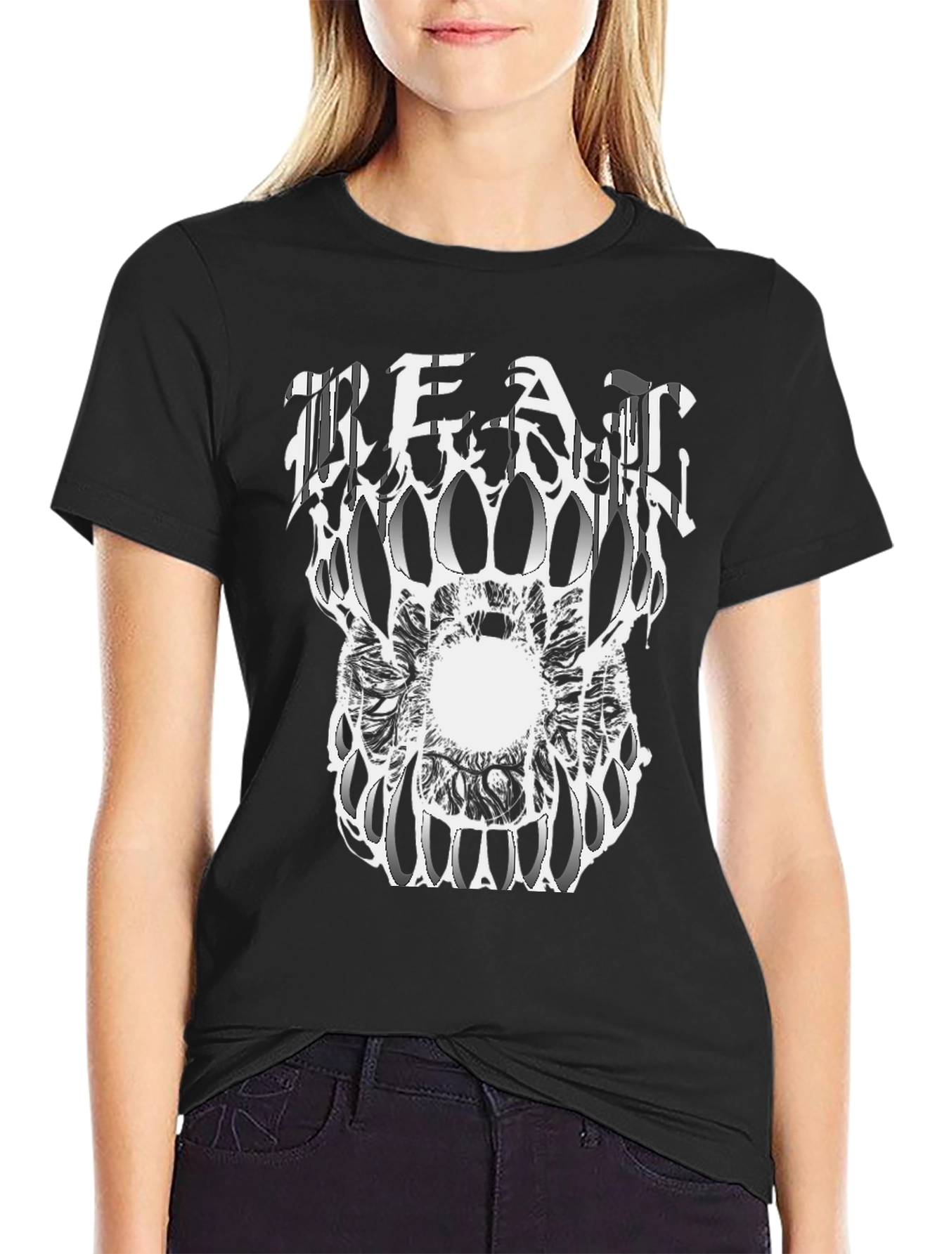 Surreal Graphic Print Black T-Shirt