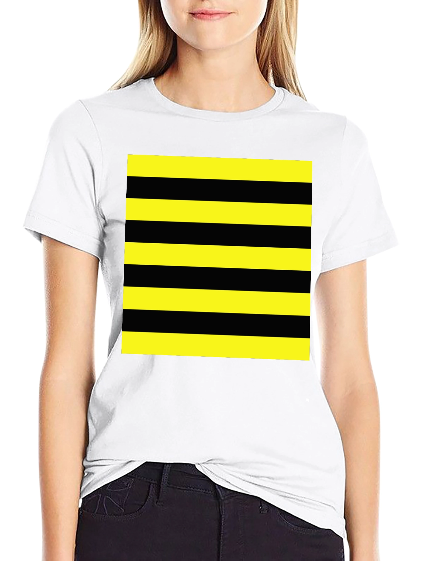 Striped Graphic Tee - Black and Yellow