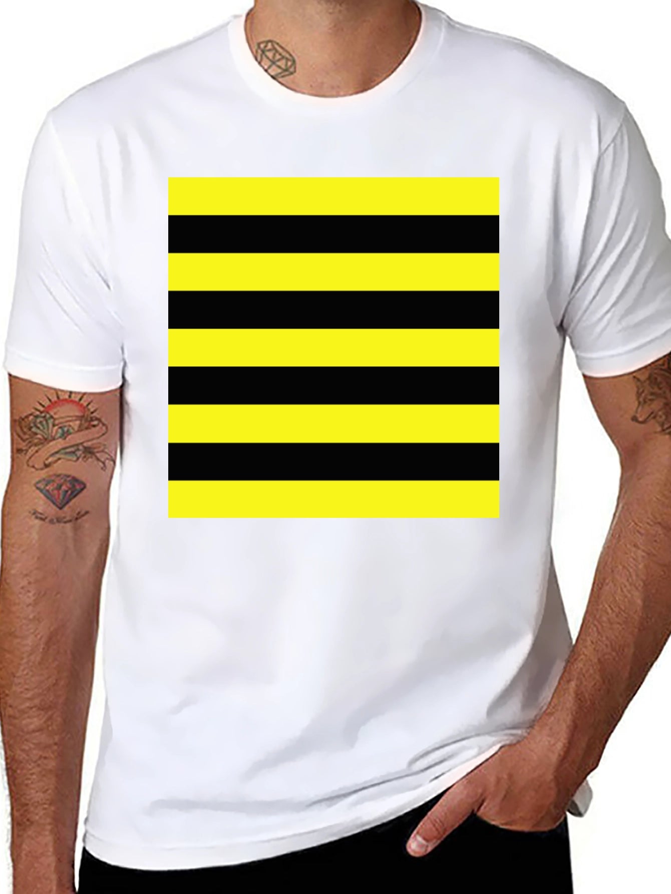 Striped Graphic Tee - Black and Yellow