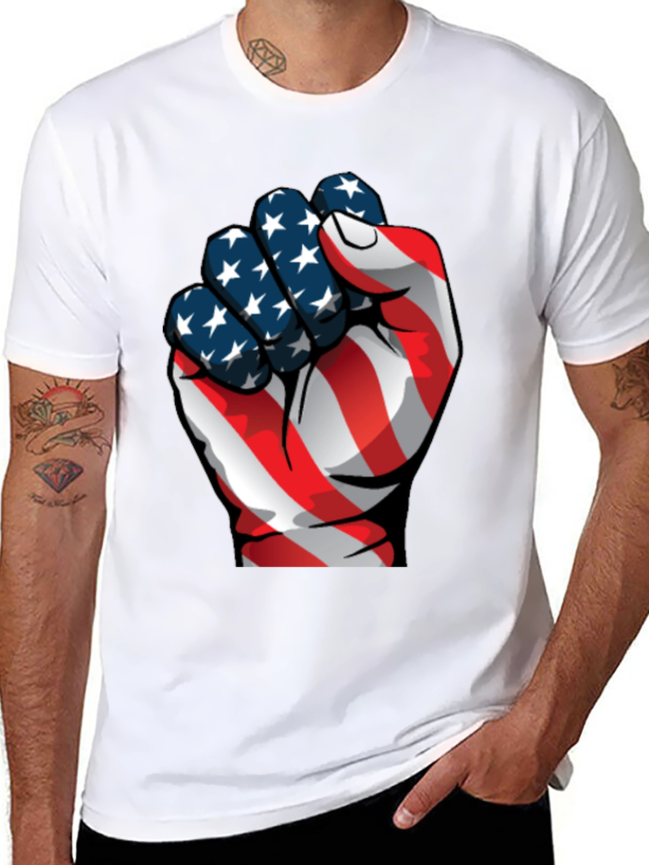 Patriotic Fist Graphic Tee - USA Pride