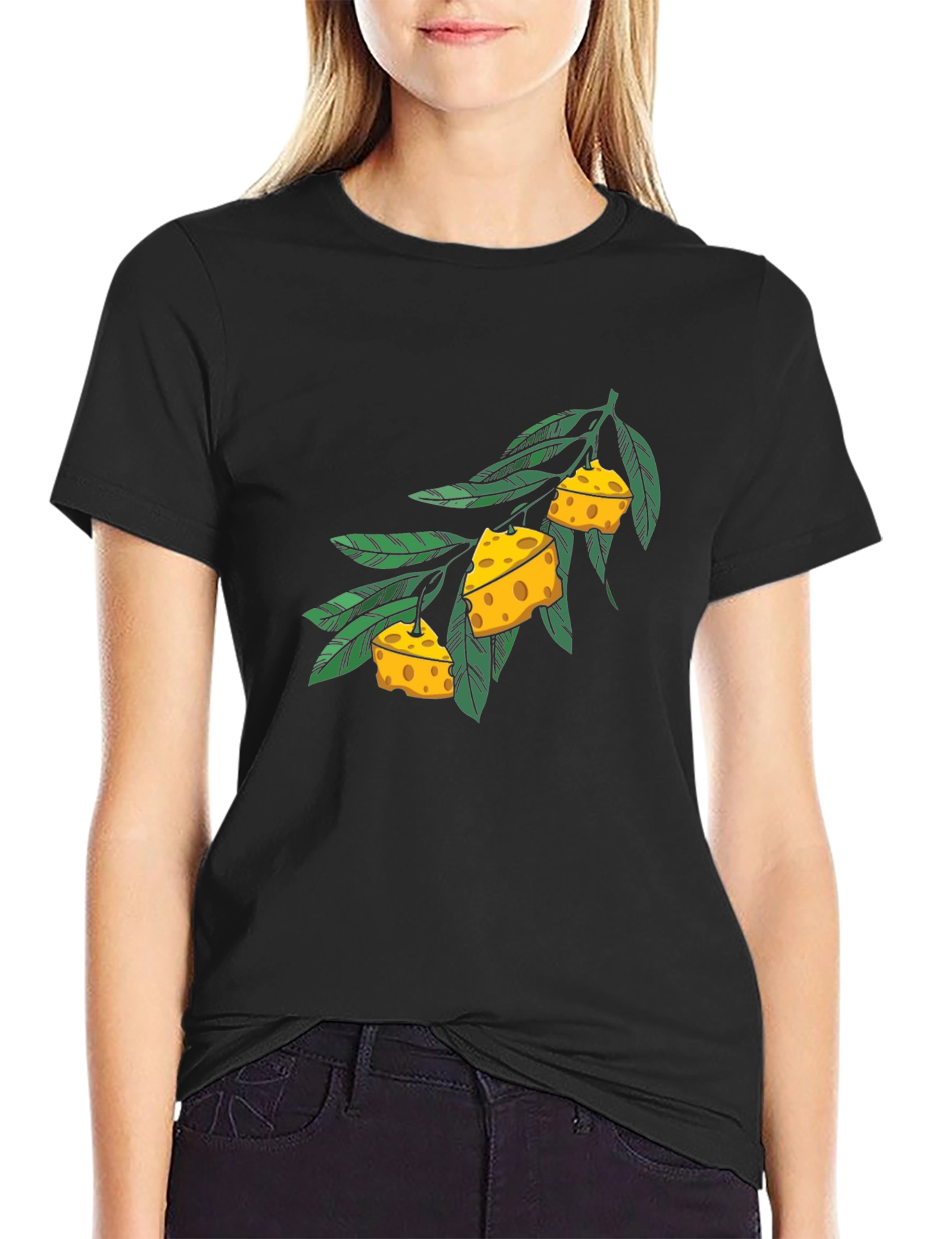Cheese Branch Graphic Black T-Shirt
