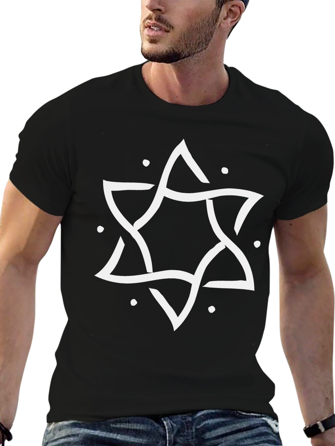 Abstract Star Graphic Tee - Black